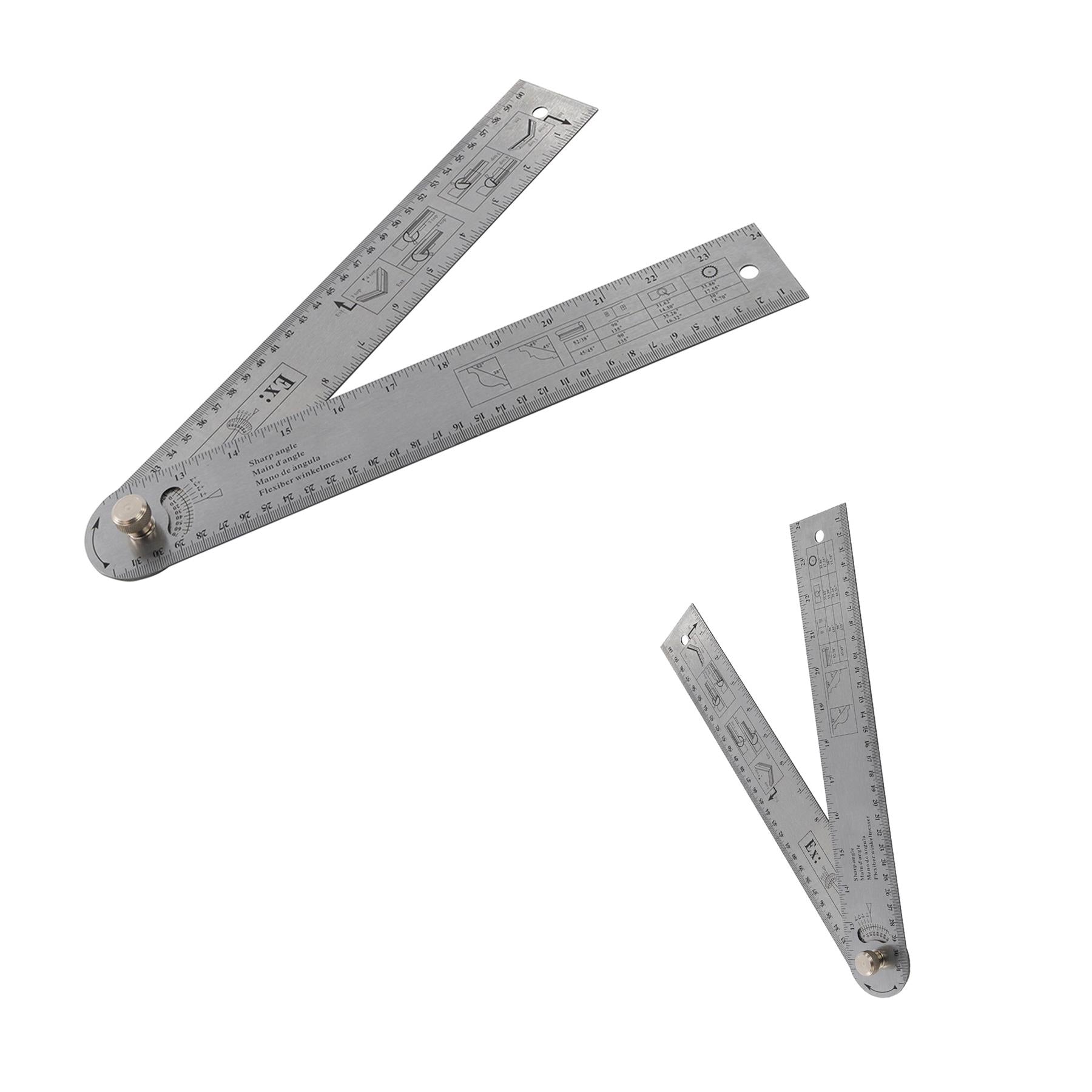 180 & 360 Degree Angle Finder Protractor Tool 600mm Steel Ruler Metric Imperial