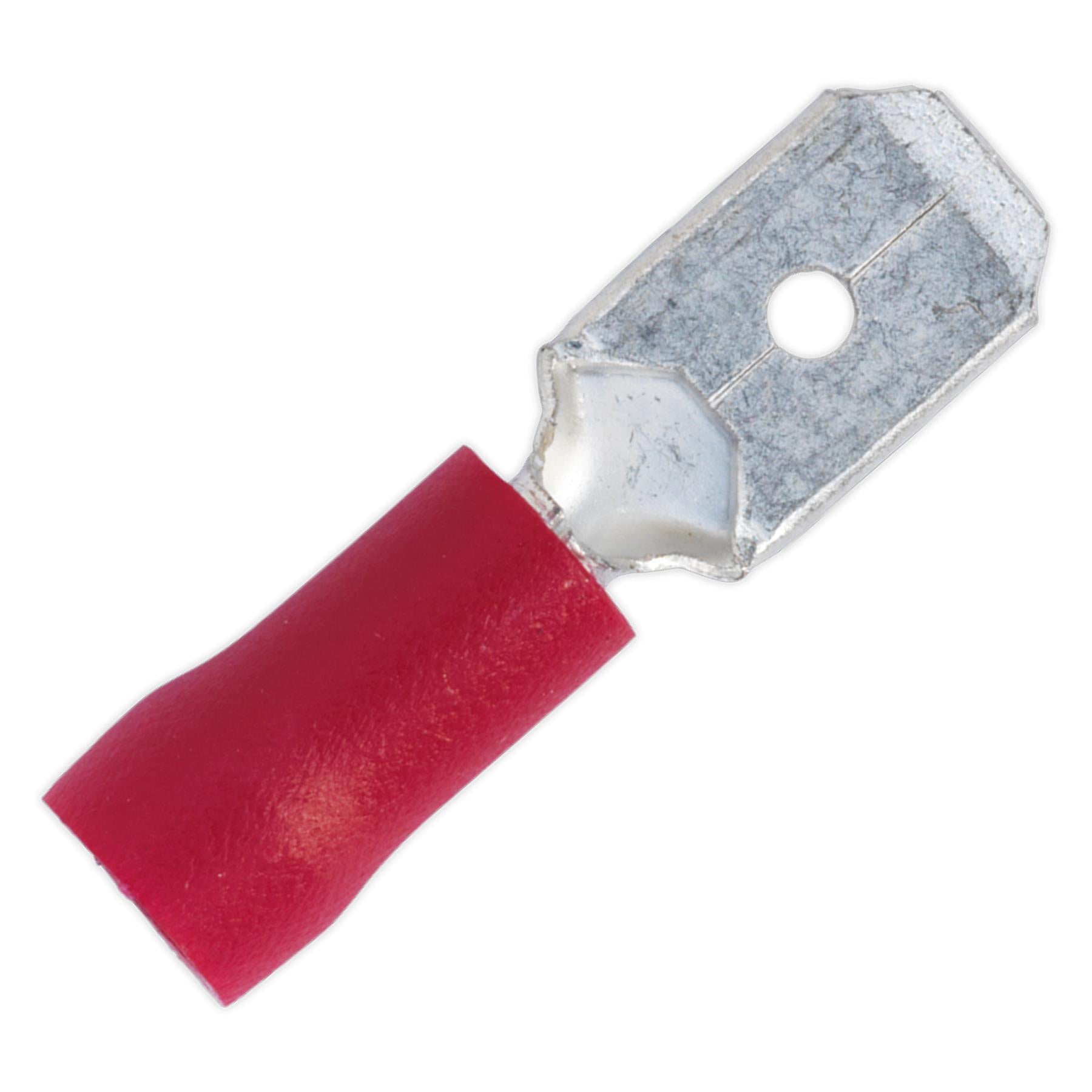 Sealey Push-On Terminal 6.3mm Male Red Pack of 100