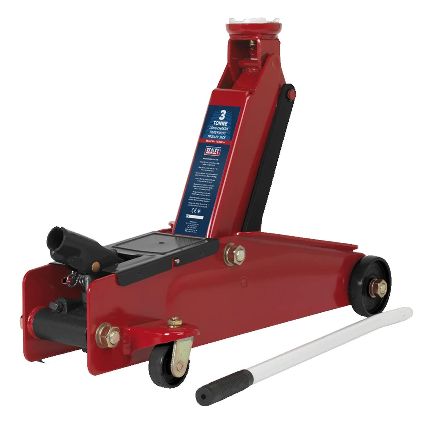 Sealey Car/Van/4x4 Trolley Jack 3 Tonne Long Chassis Heavy Duty - 1153CX