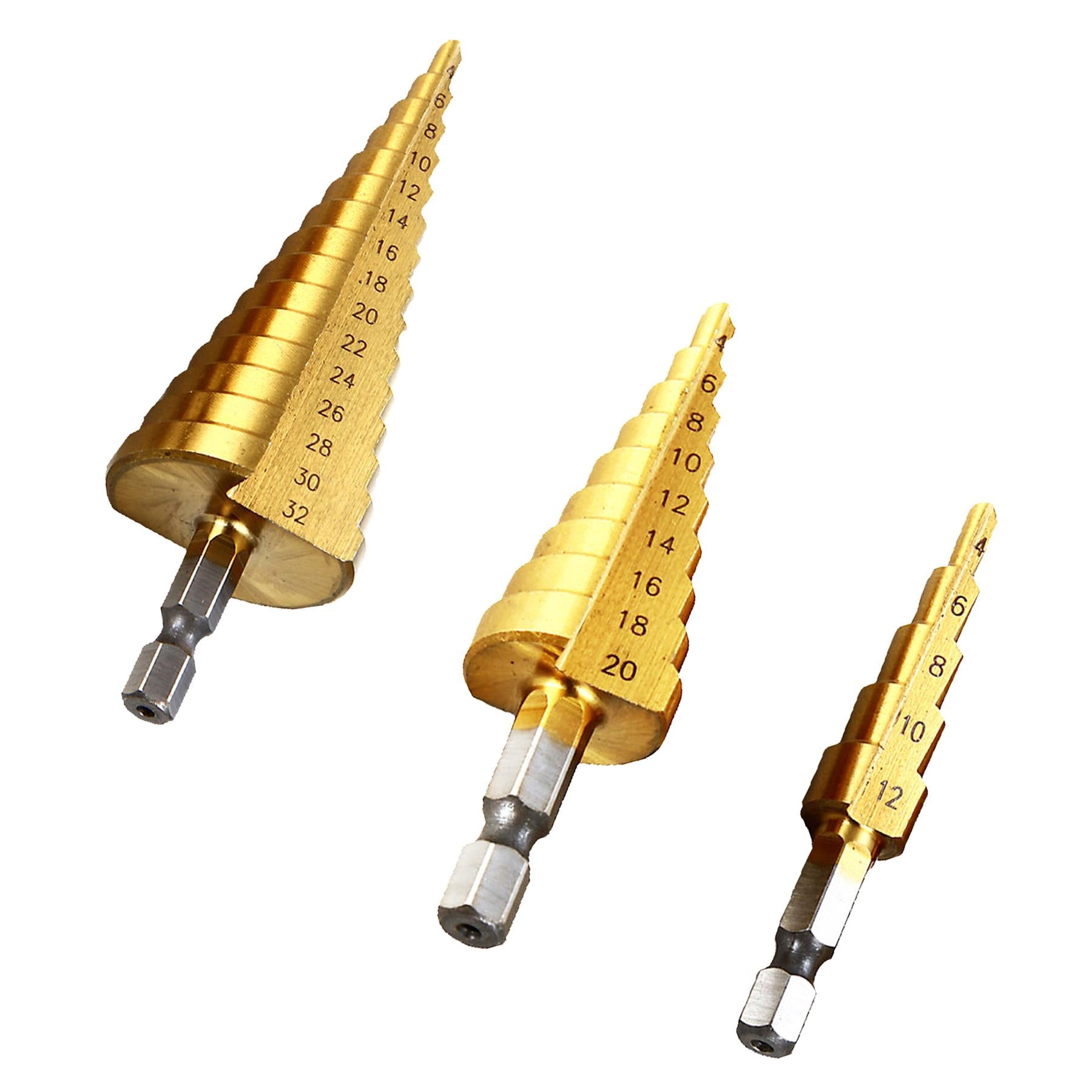 3PC HSS Step Cone Drill Titanium