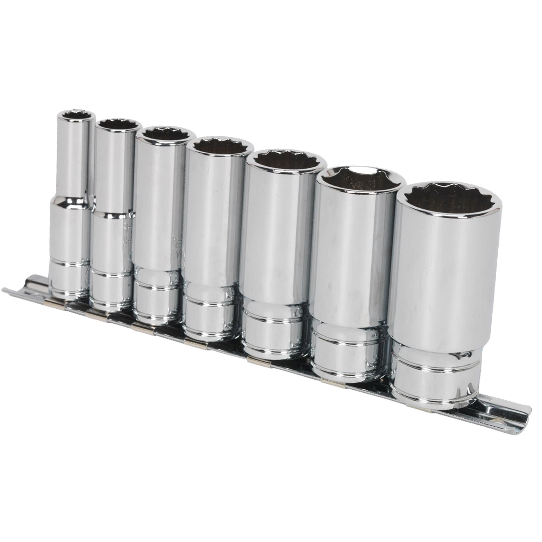 Sealey Socket Set 7pc 3/8"Sq Drive Deep Whitworth