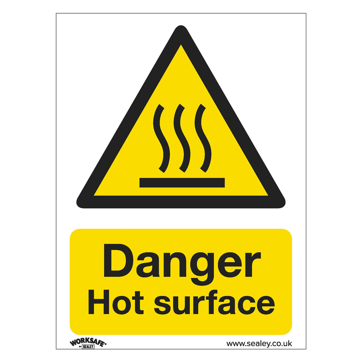 Sealey Safety Sign - Danger Hot Surface - Self-Adhes. Pack of 10