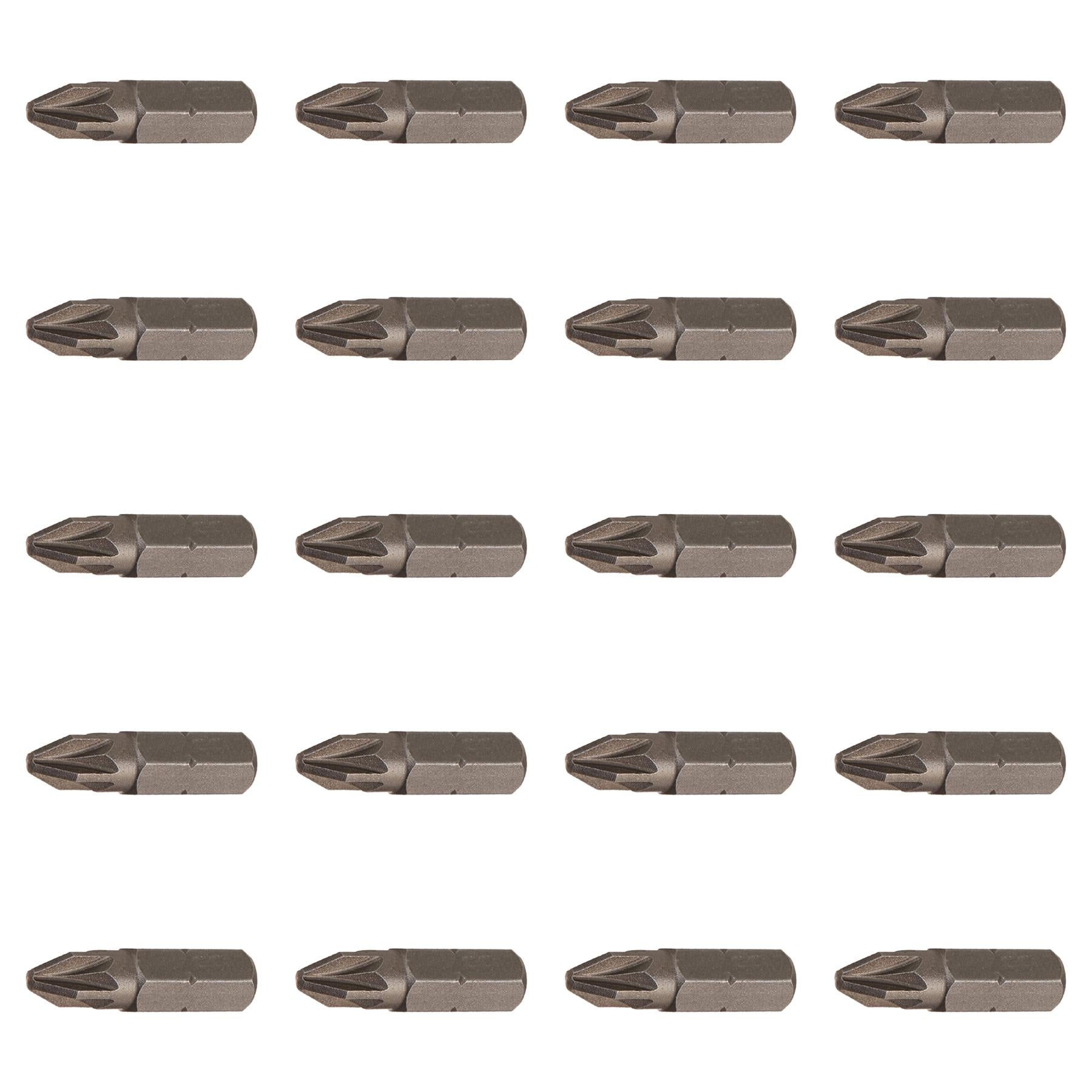 Pozidriv PZ2 Screwdriver Bits CRV Chrome Vanadium Steel 1/4" Hex Drive 20Pcs