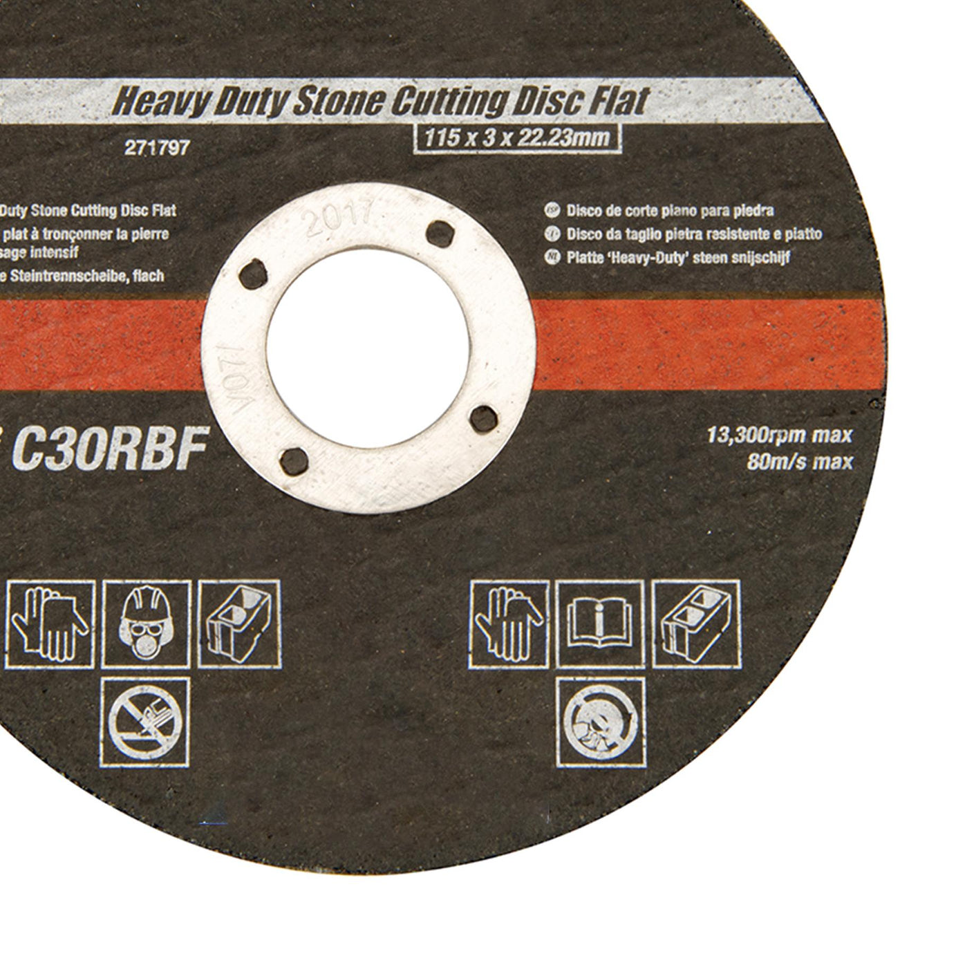 Heavy Duty Stone Cutting Disc Flat 115 X 3 X 22.23mm Quality Fibreglass Mesh