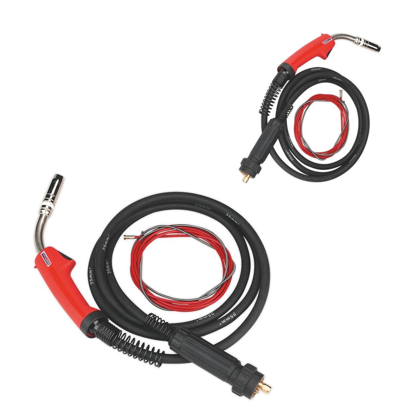 Sealey MIG Torch 3m Euro Connector MB25 Contoured Grip & Heat-Proof Cable