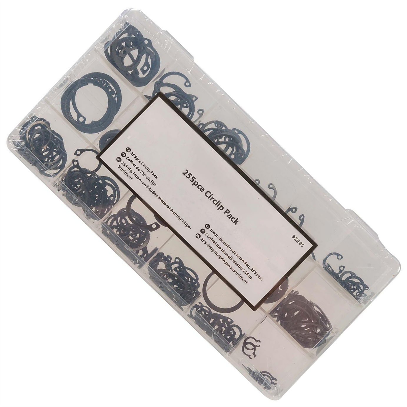 Circlips Pack 255 Piece External Shaft Internal Bores Chemically Blackened Steel