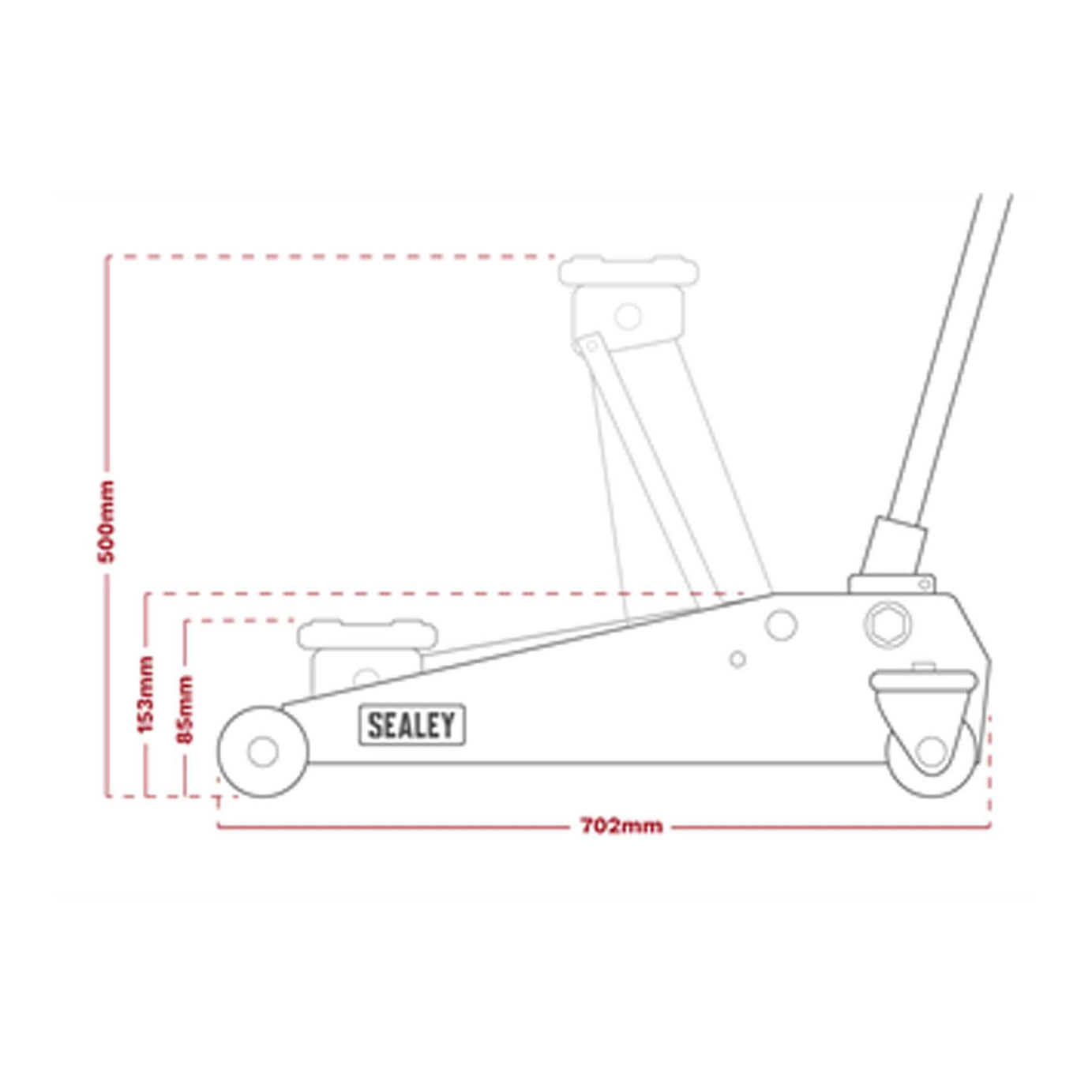 Sealey Trolley Jack 3tonne Low Profile Rocket Lift Red