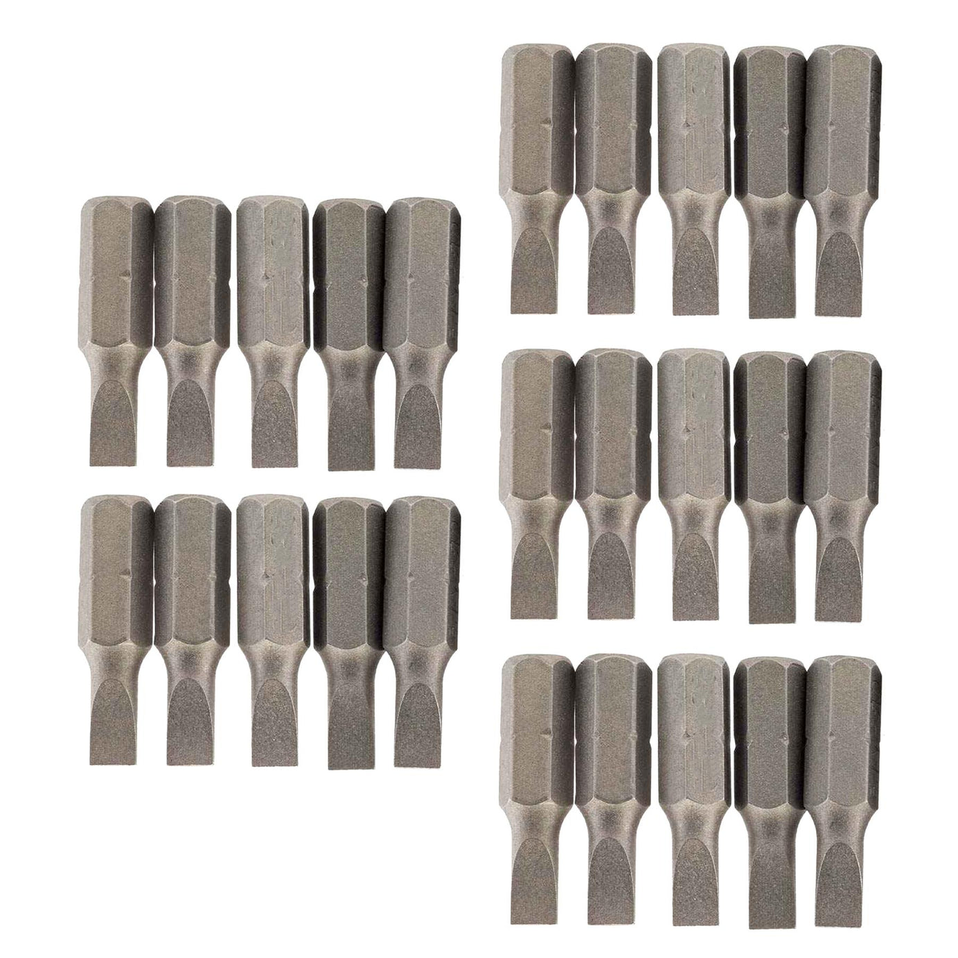 Slotted Screwdriver Bits 6mm CRV Chrome Vanadium Steel 1/4" Hex Drive 25Pcs