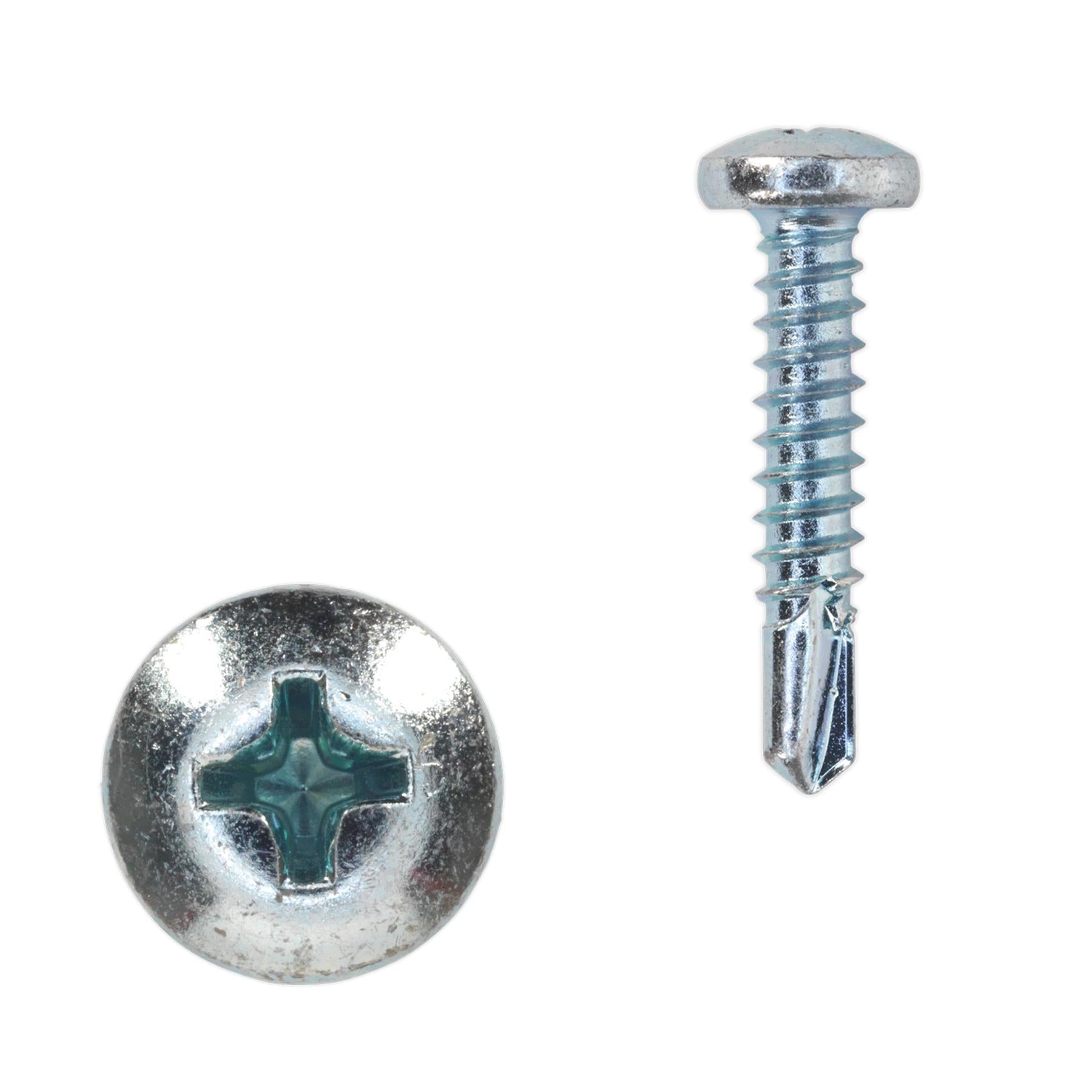 Sealey Self Drill Screw 4.8x25mm Pan Head Phillips Zinc Pk of 100
