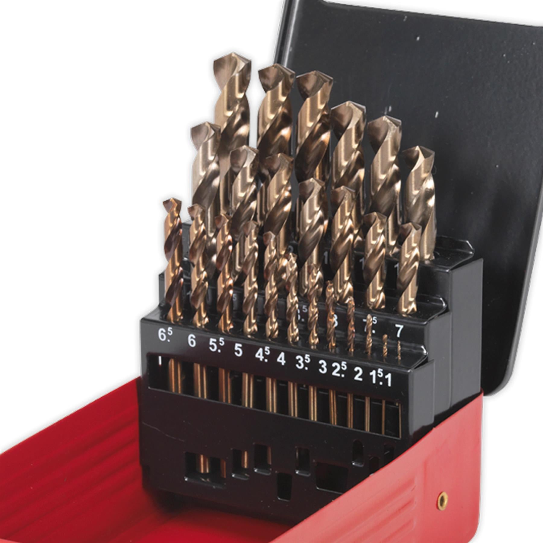 Sealey 25pc Drill Bit Set HSS Cobalt Split Point Fully Ground Tool 1-13mm Metric