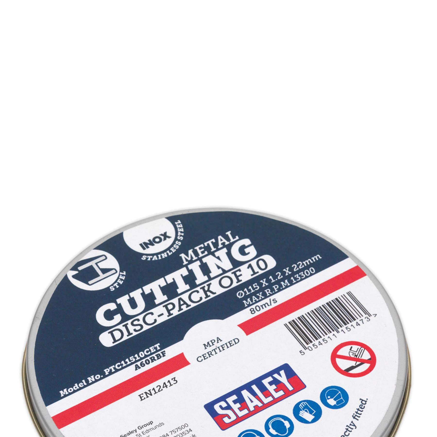 Cutting Disc 115 x 1.2mm 22mm Bore Pack of 10. Sealey