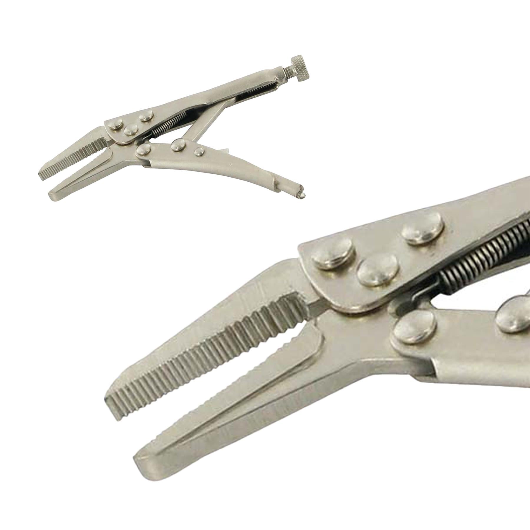 Self Locking Long Nose Pliers - 125mm Nickel-Plated Steel Adjustable Jaw Opening