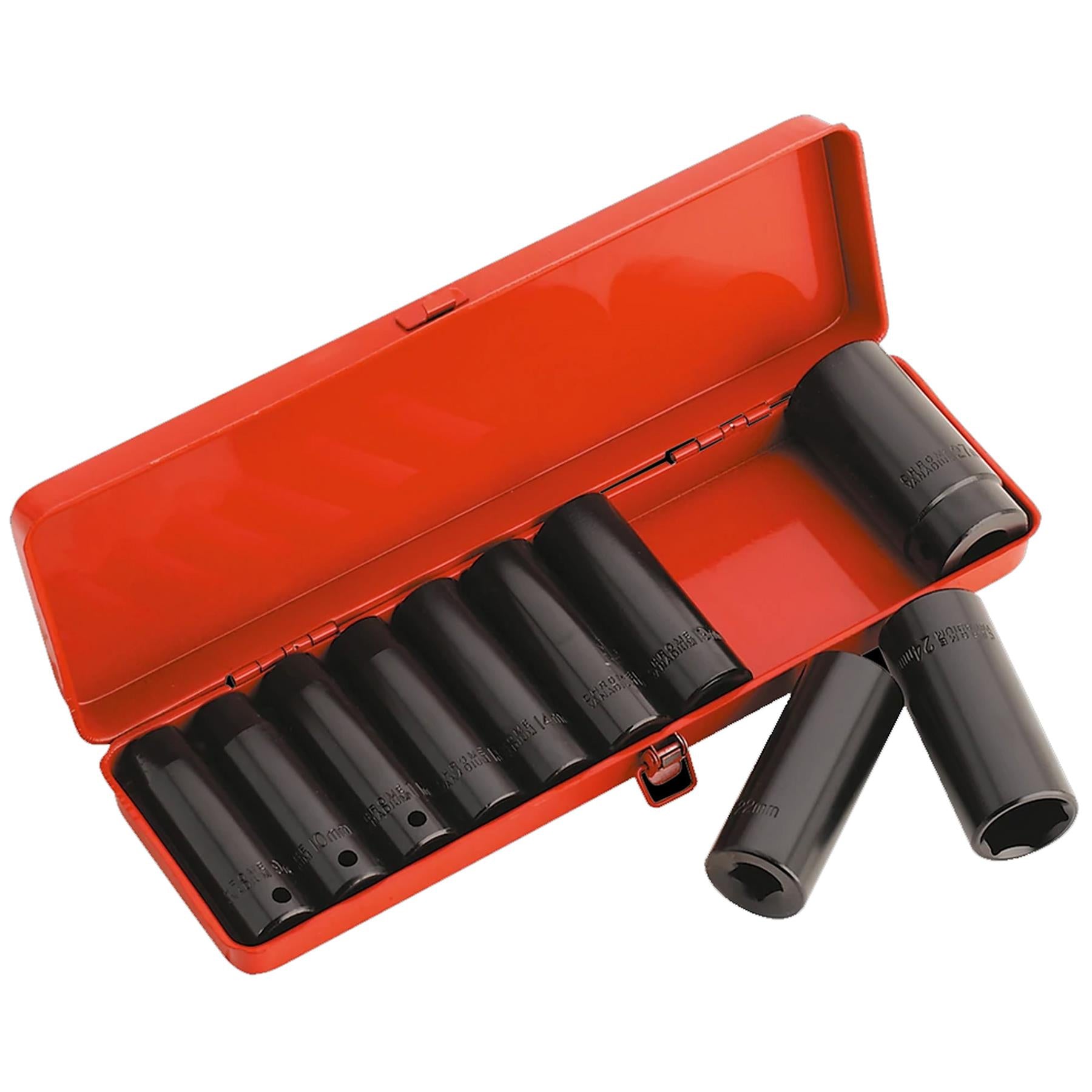 Sealey Impact Socket Set 10pc 1/2"Sq Drive Deep Metric