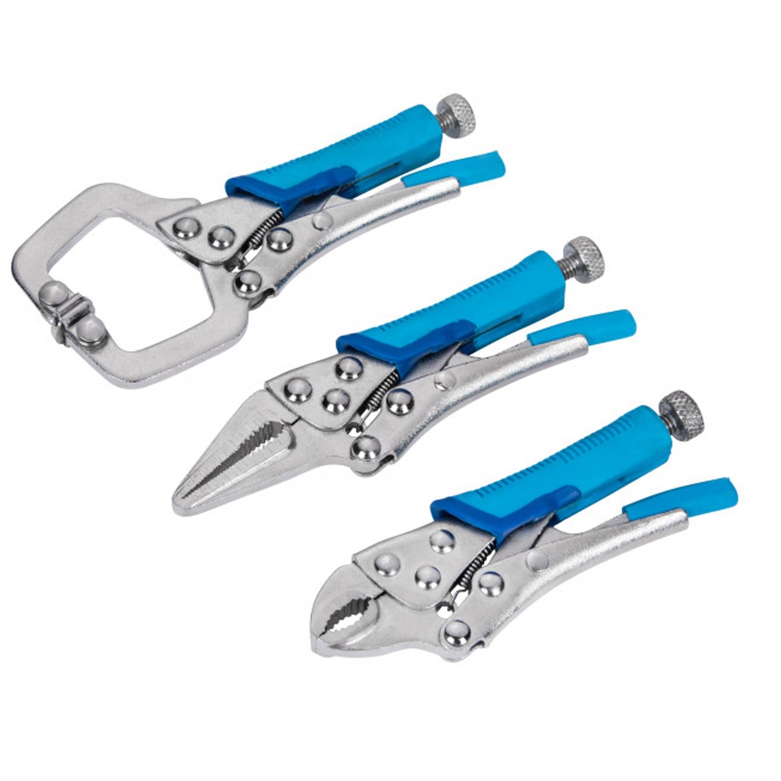 BlueSpot 3Pce Mini Locking Grip Plier And Clamp Set Professional Quality - Mole Grips