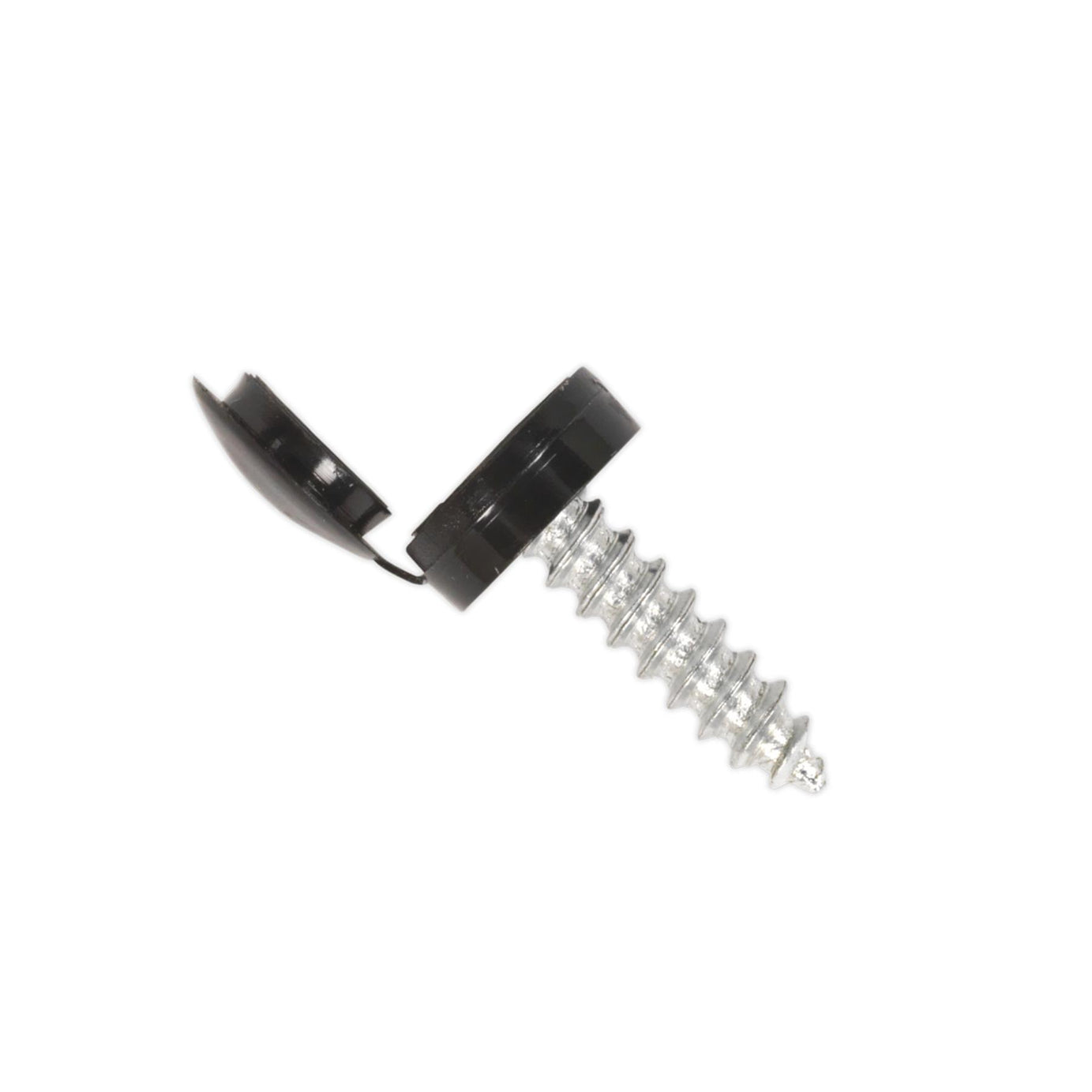 Sealey Numberplate Screw & Flip Cap 4.2 x 19mm Black Pack of 50