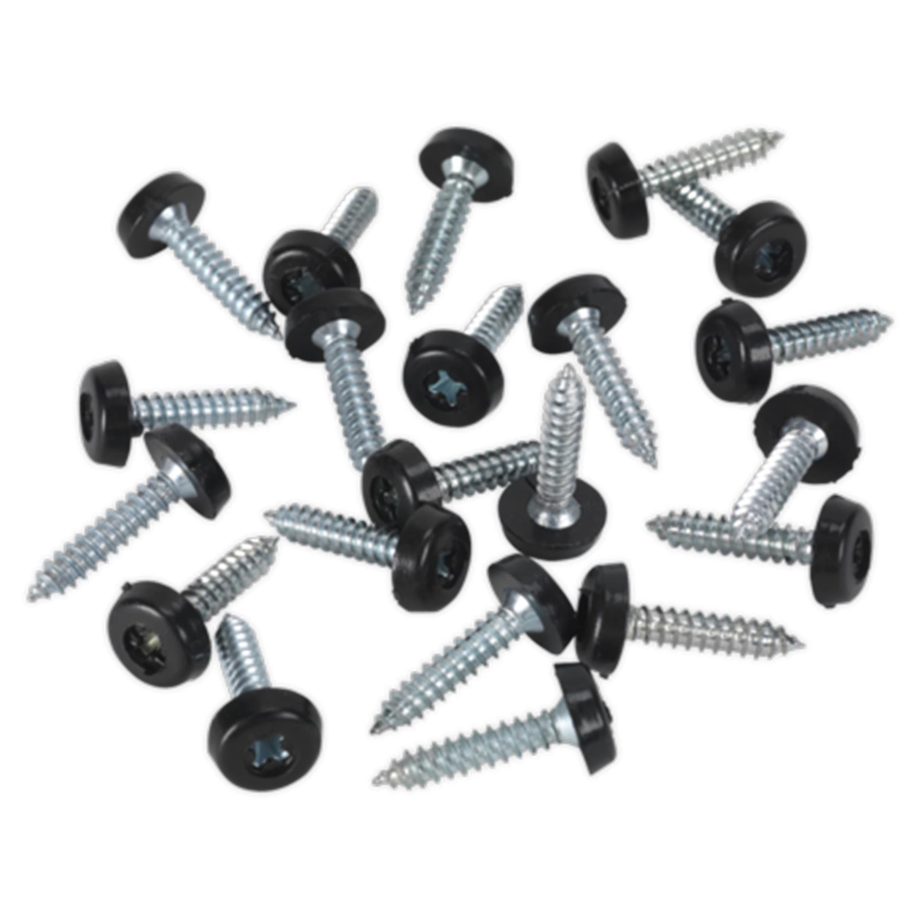 Sealey Numberplate Screw Plastic Head 4.8 x 24mm Black Pack of 50