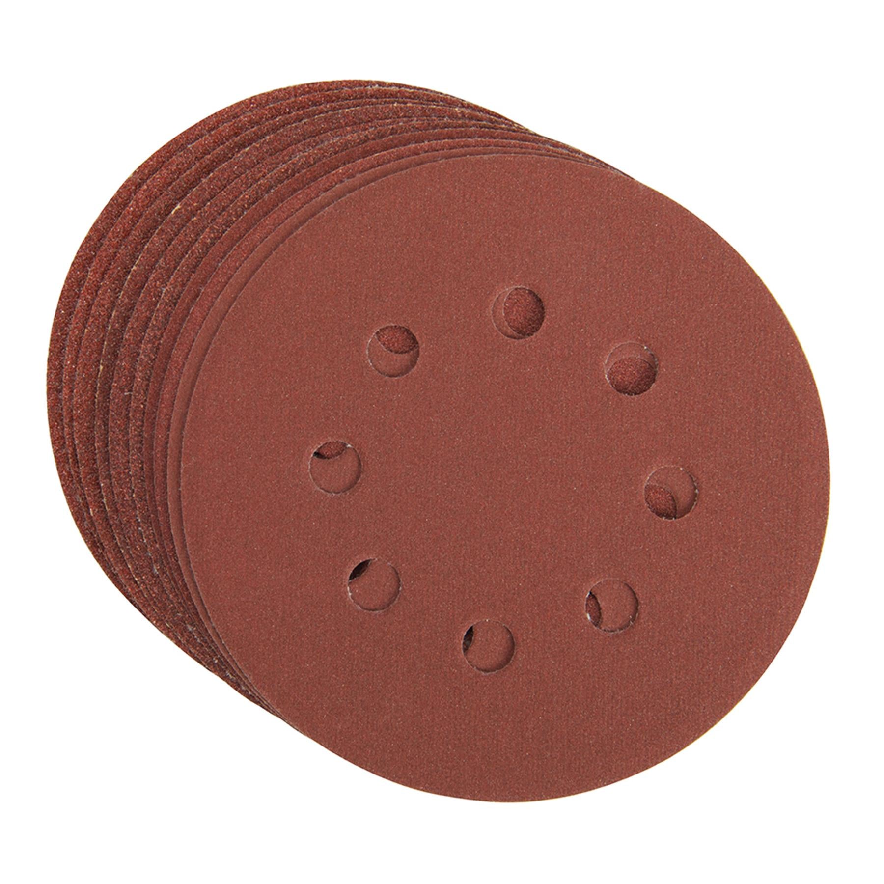 Hook & Loop Punched Disc 125mm 10Pk 4 X 60G, 2 X 80G, 2 X 120G & 2 X 240 Grit