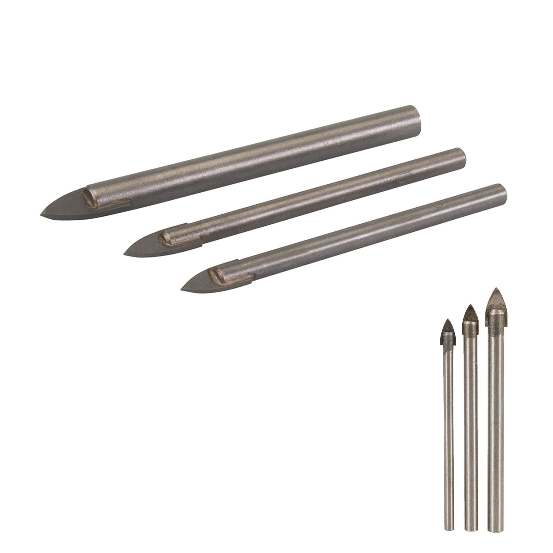 3Pce Tile And Glass Drill Bit 5, 6 & 8mm - Power Tool Accessories Quality