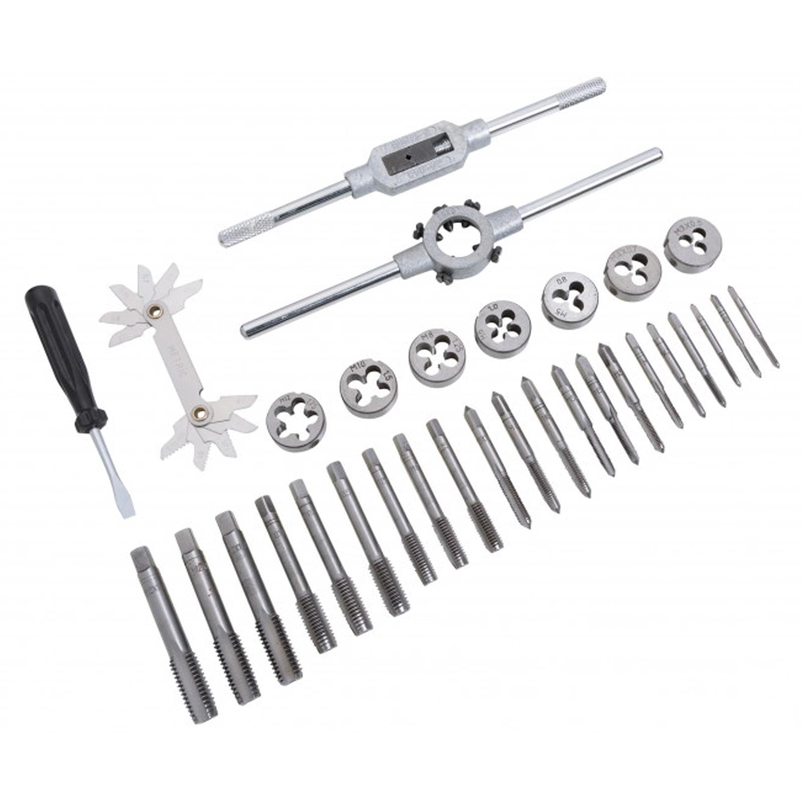 BlueSpot 32Pcs Metric Tap and Die Set M3-M12 Alloy Steel Remover Hand Tools