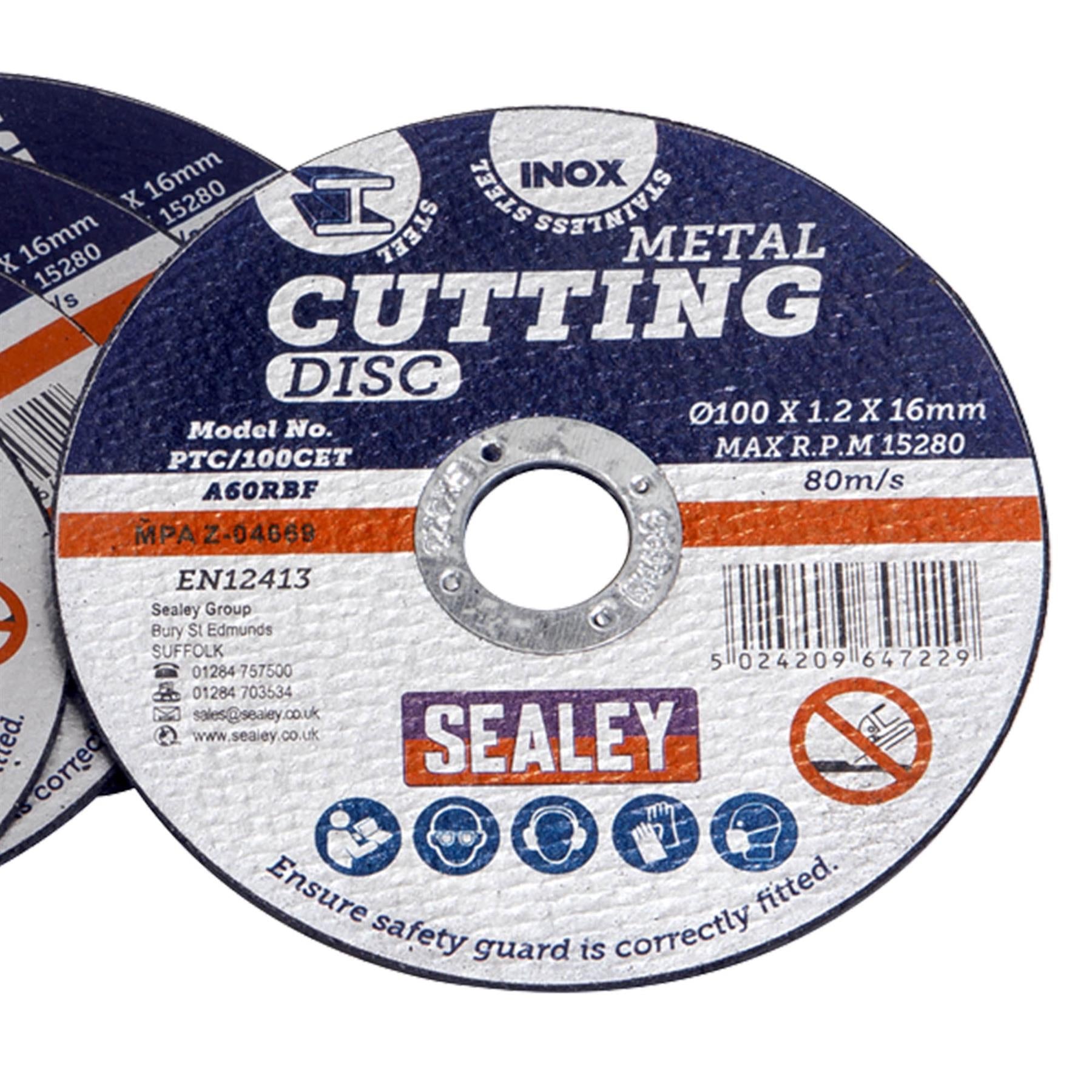 Sealey Cutting Disc �100 x 1.2mm 16mm Bore Pack of 5