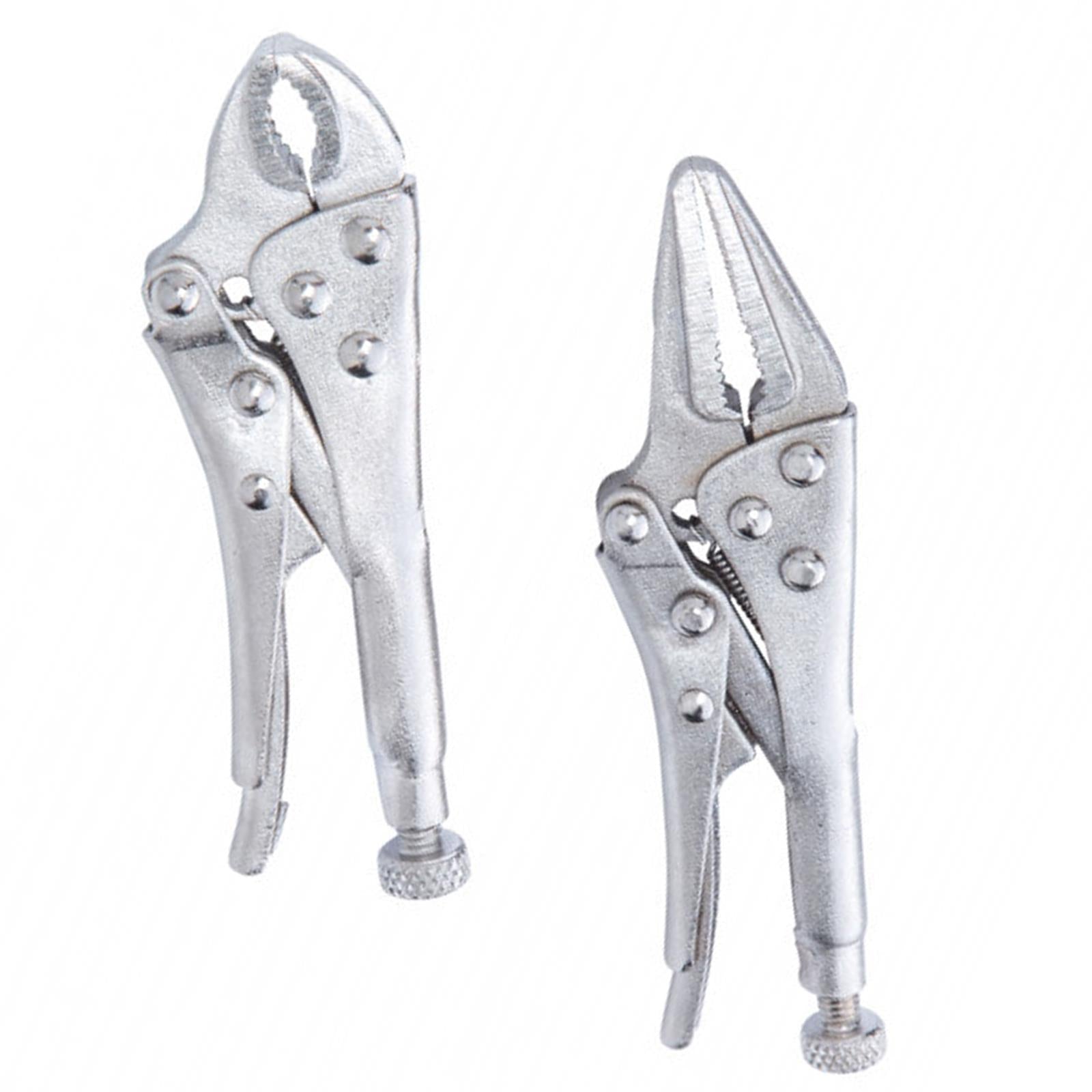 BlueSpot 2PC Mini Adjustable Locking Long Nose Mole Vice Grip Small Pliers 100mm &  125mm