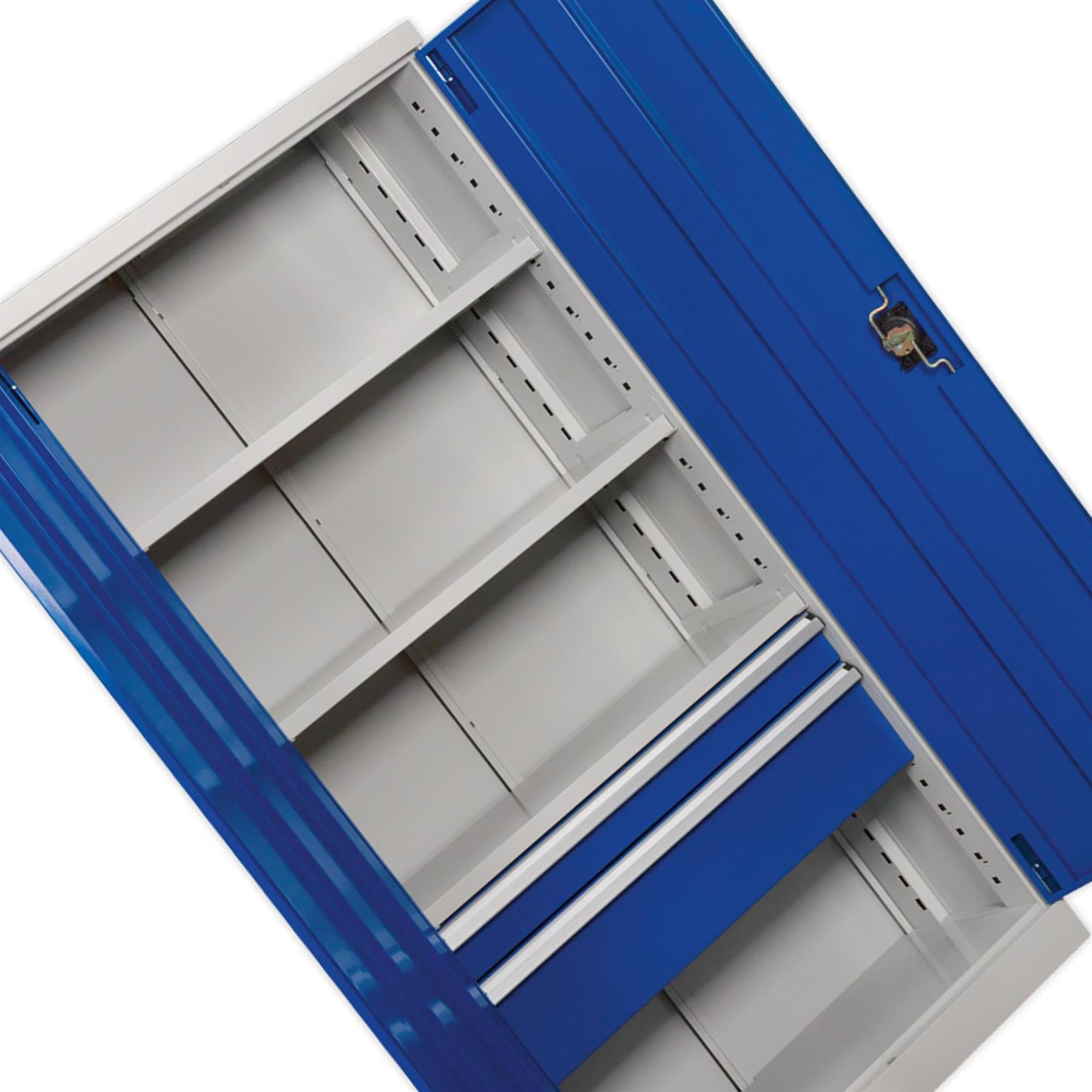 Sealey Industrial Cabinet 2 Drawer 3 Shelf 1800mm