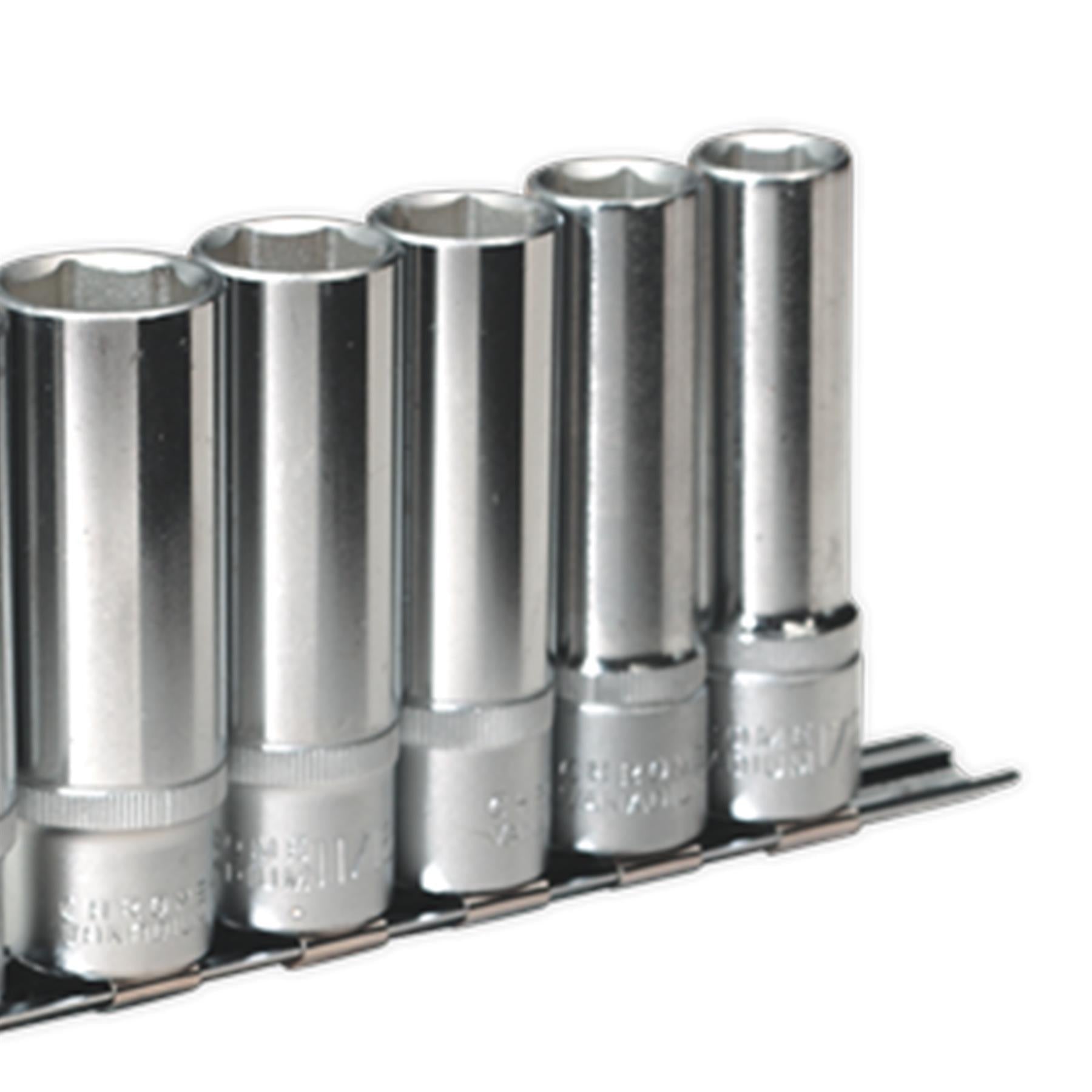 Sealey Deep Socket Set 1/2Inch Sq Drive 8pc 1/2"-15/16" 6pt WallDrive® Imperial