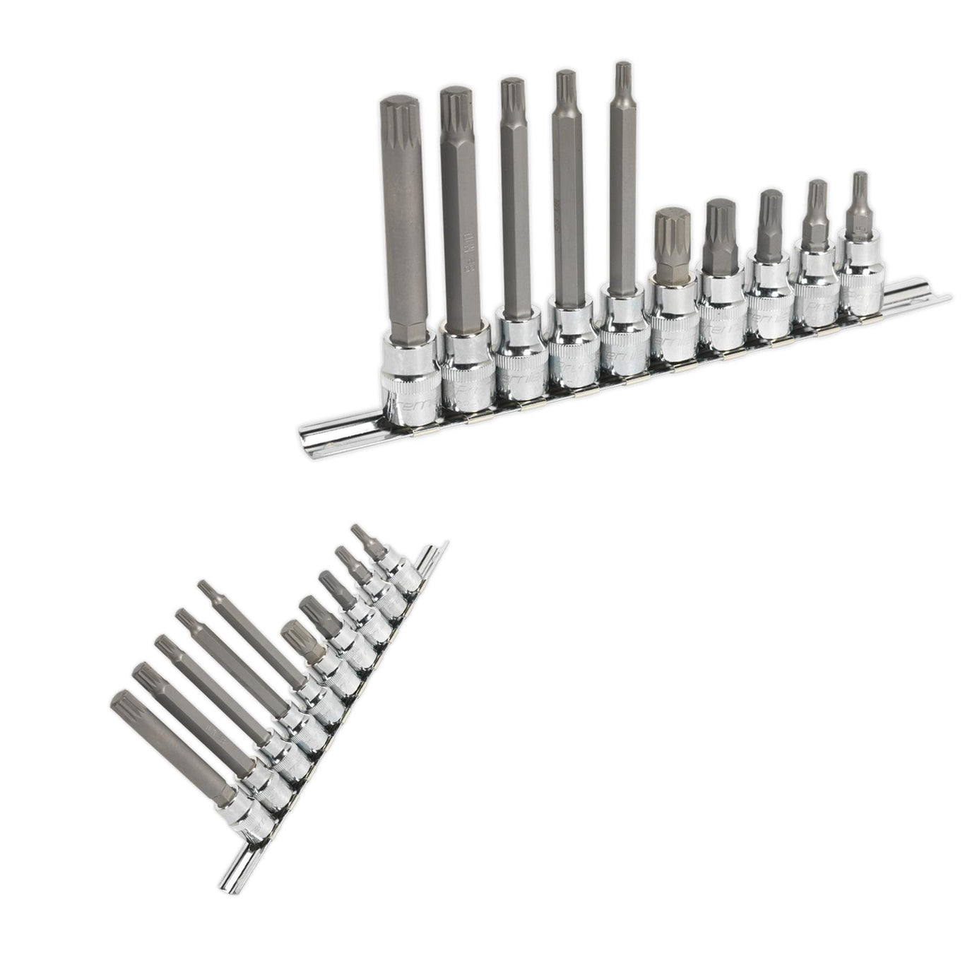 Sealey Spline Socket Bit Set 10pc 3/8"Sq Drive Chrome Vanadium Steel