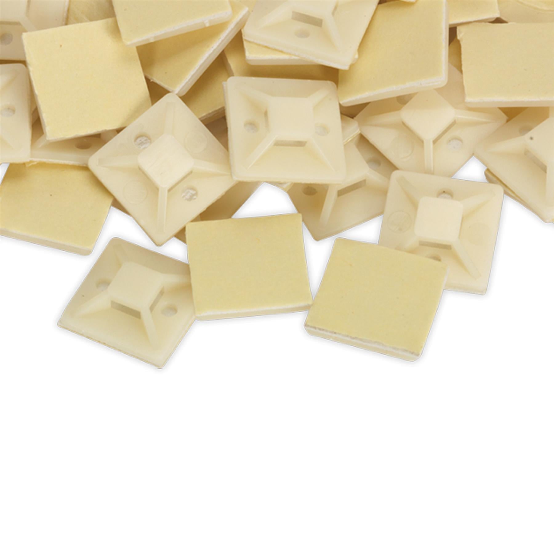Sealey Self-Adhesive Cable Tie Mount 25 x 25mm White Pack of 100