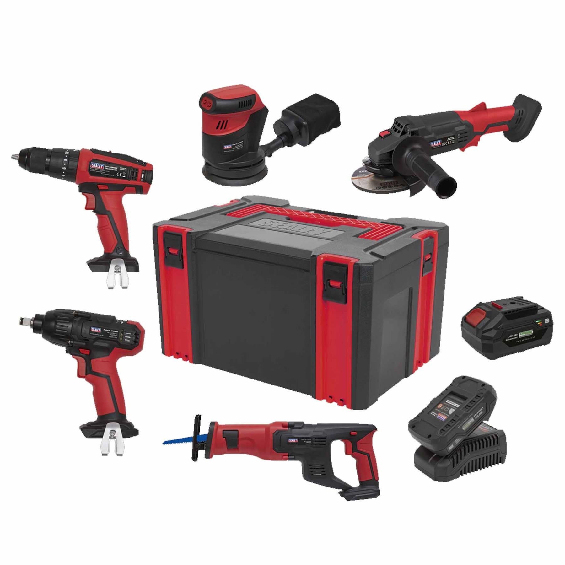 Sealey SV20 Series 5 x 20V Cordless Tool Combo - 2 Batteries