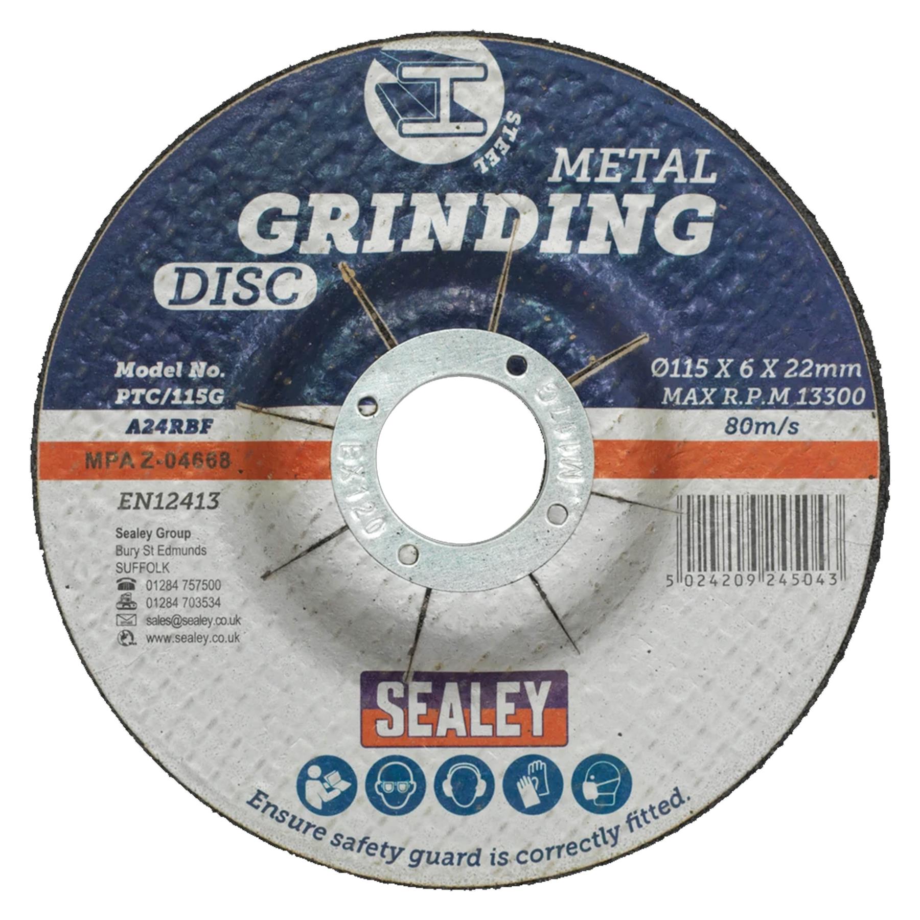 Sealey Grinding Disc 115 x 6mm 22mm Bore Aluminium oxide