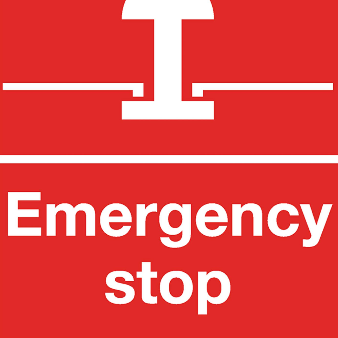 Sealey Safety Sign - Emergency Stop - Self-Adhes. - Pack of 10