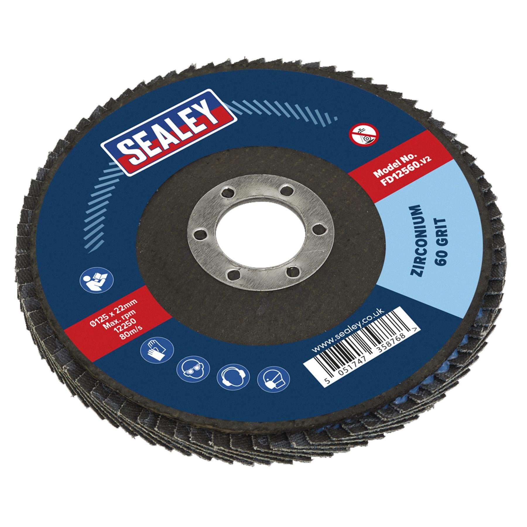 Sealey Flap Disc Zirconium �125mm �22mm Bore 60Grit