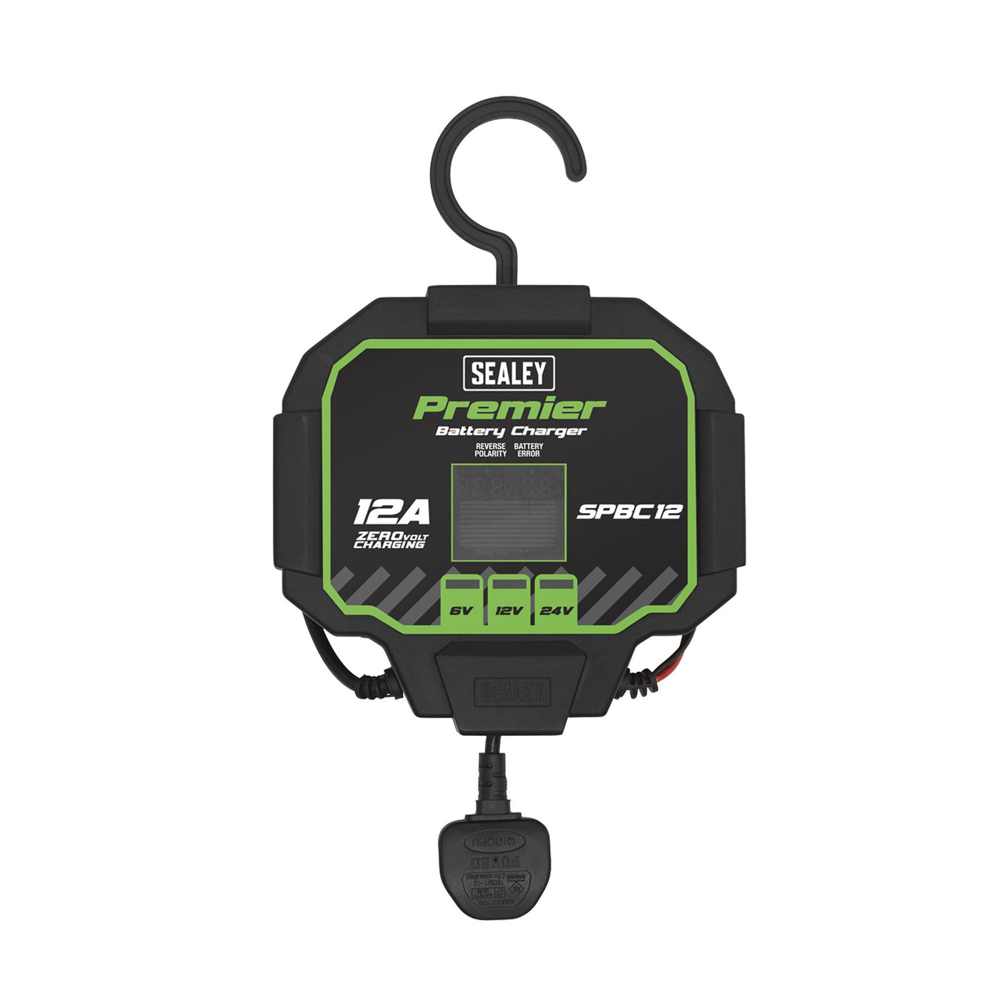 Sealey Battery Charger 12A Fully Automatic Reverse Polarity Short Circuit