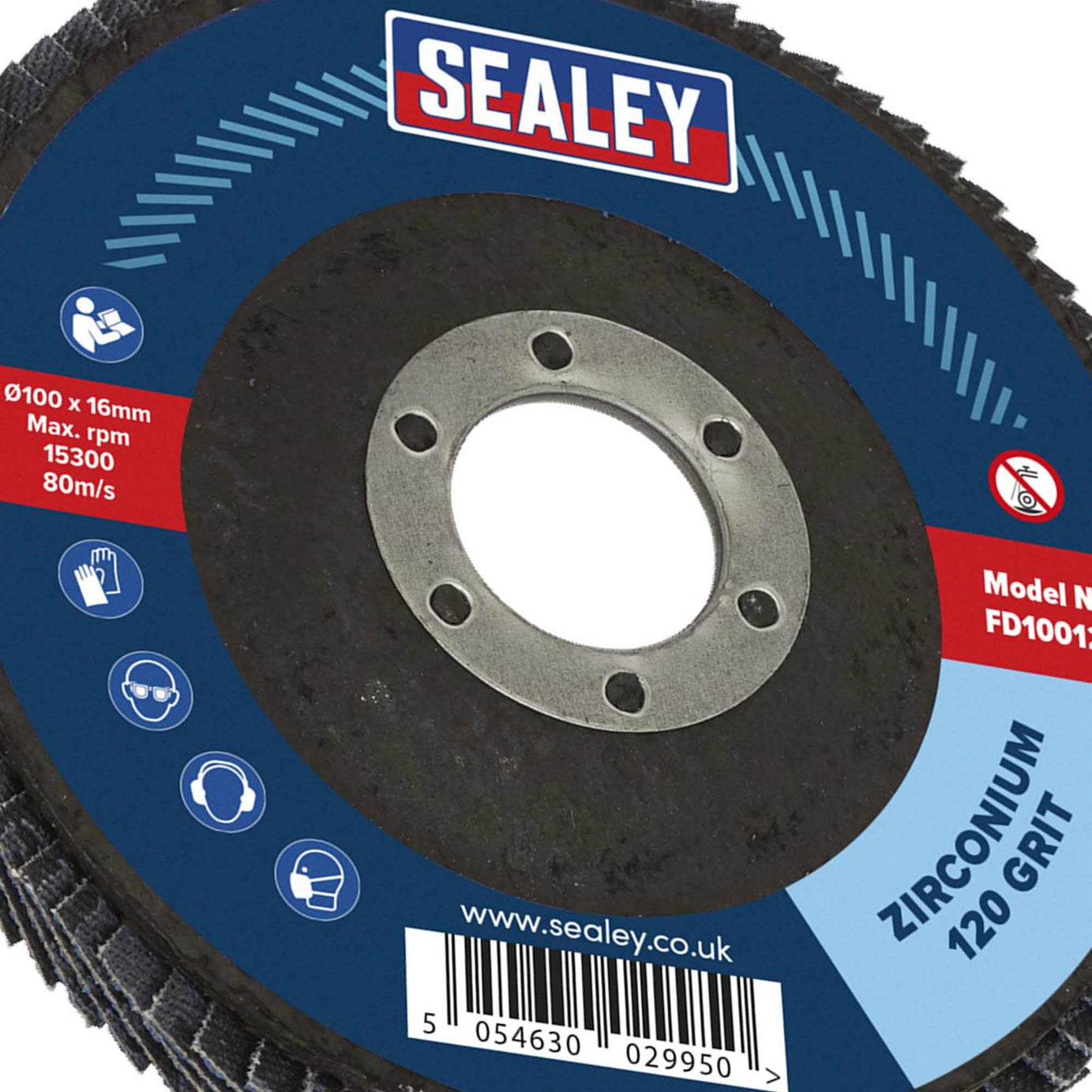 Sealey Flap Disc Zirconium Ø100mm Ø16mm Bore 120Grit