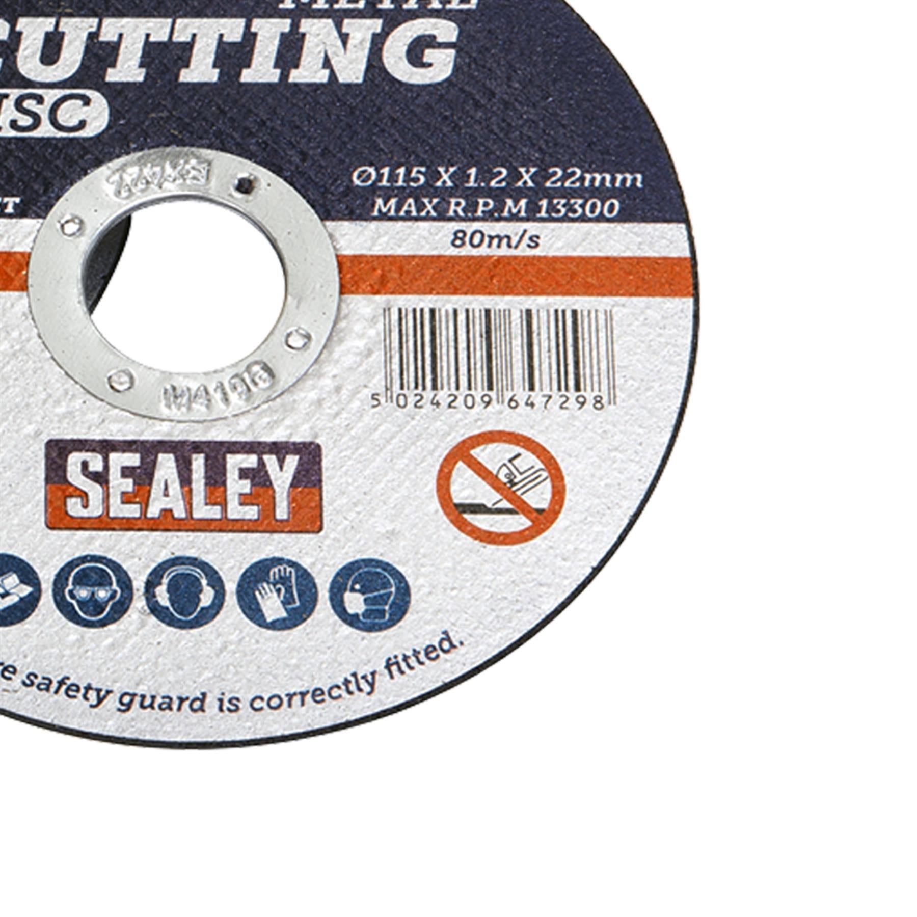 Sealey Cutting Disc Ø115 x 1.2mm 22mm Bore Pack of 5
