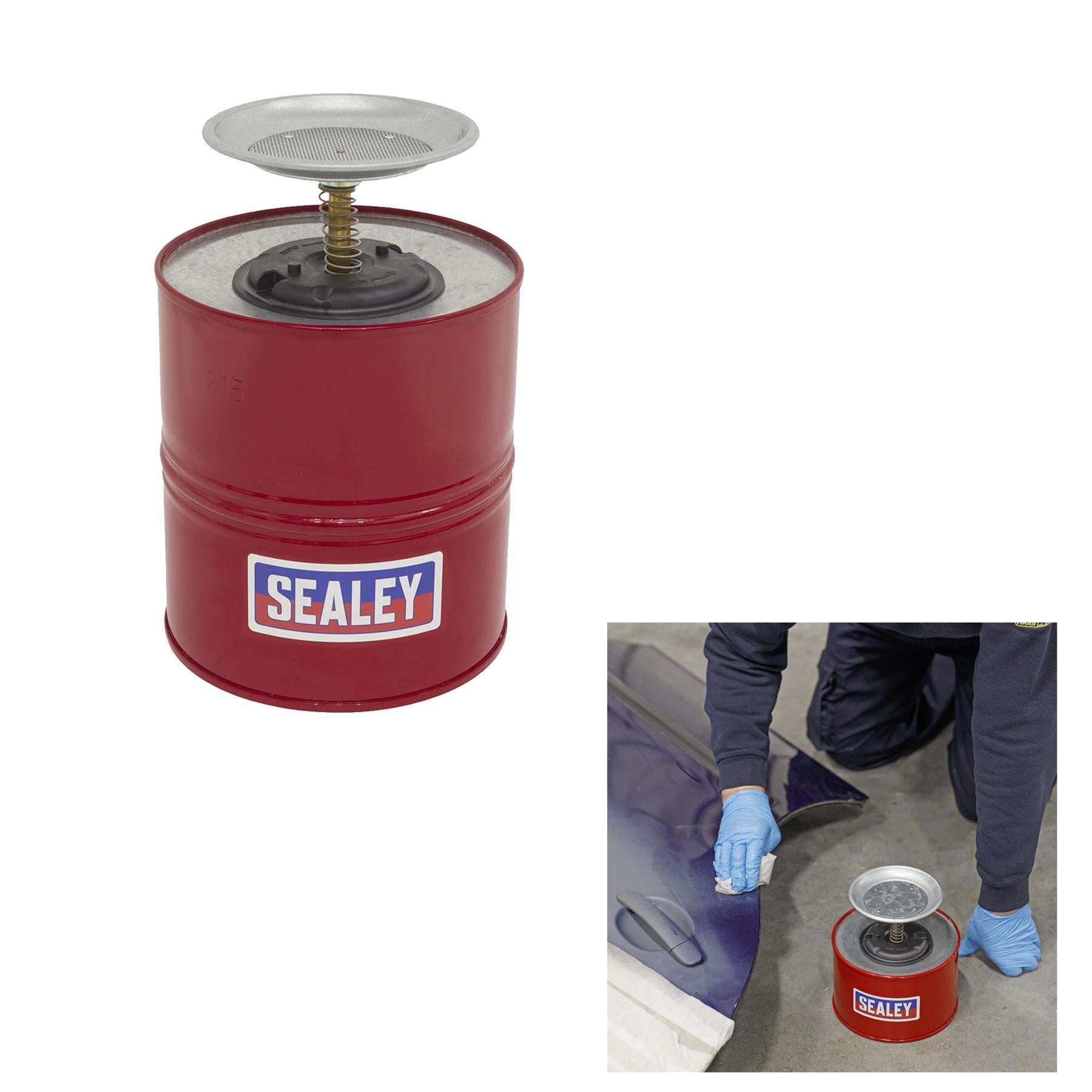 Sealey Plunger Can 3.8L Convenient & Safe Easy One-Handed Operation