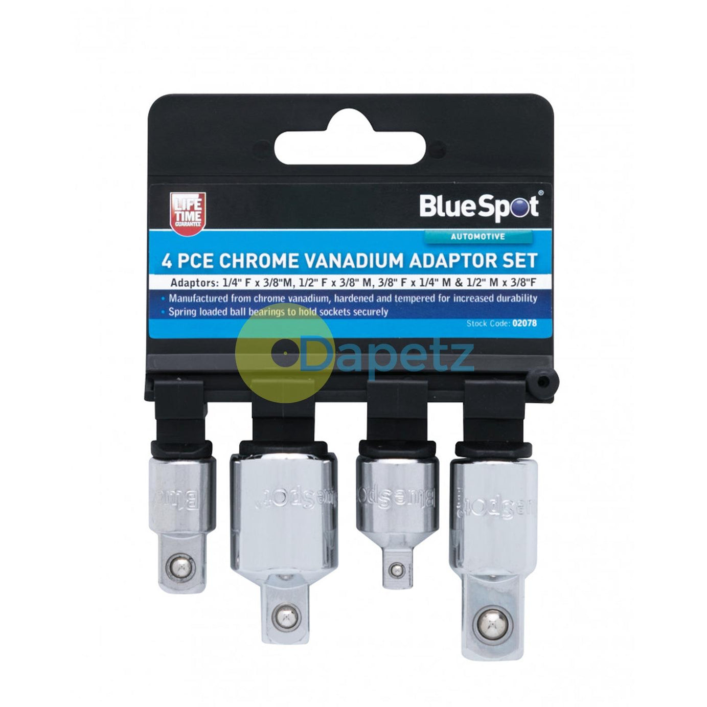 BlueSpot 4pce Socket Reducer Adaptor Set, Converter Set 1/4" - 3/8" - 1/2"
