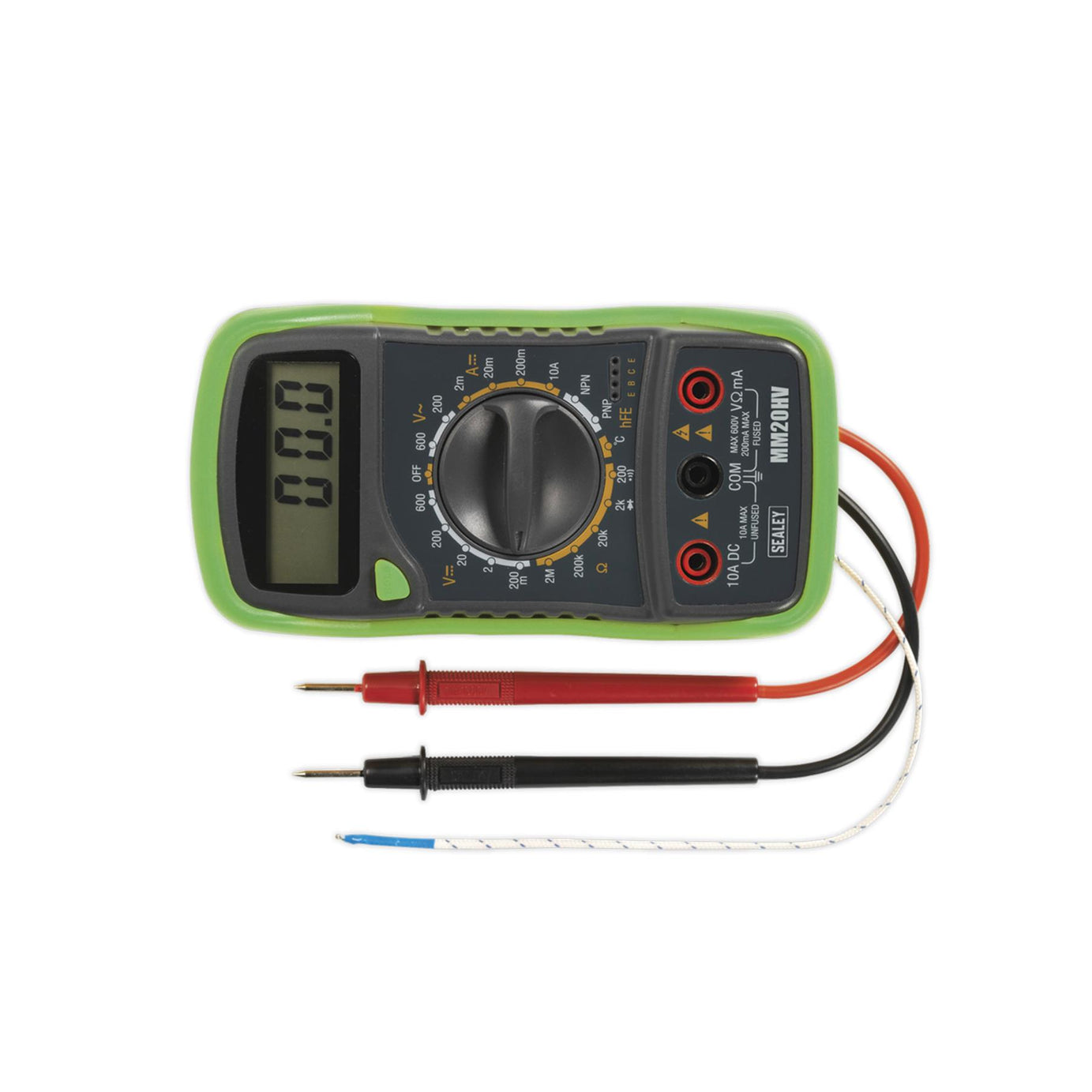 Sealey Digital Multimeter 8-Function with Thermocouple Hi-Vis