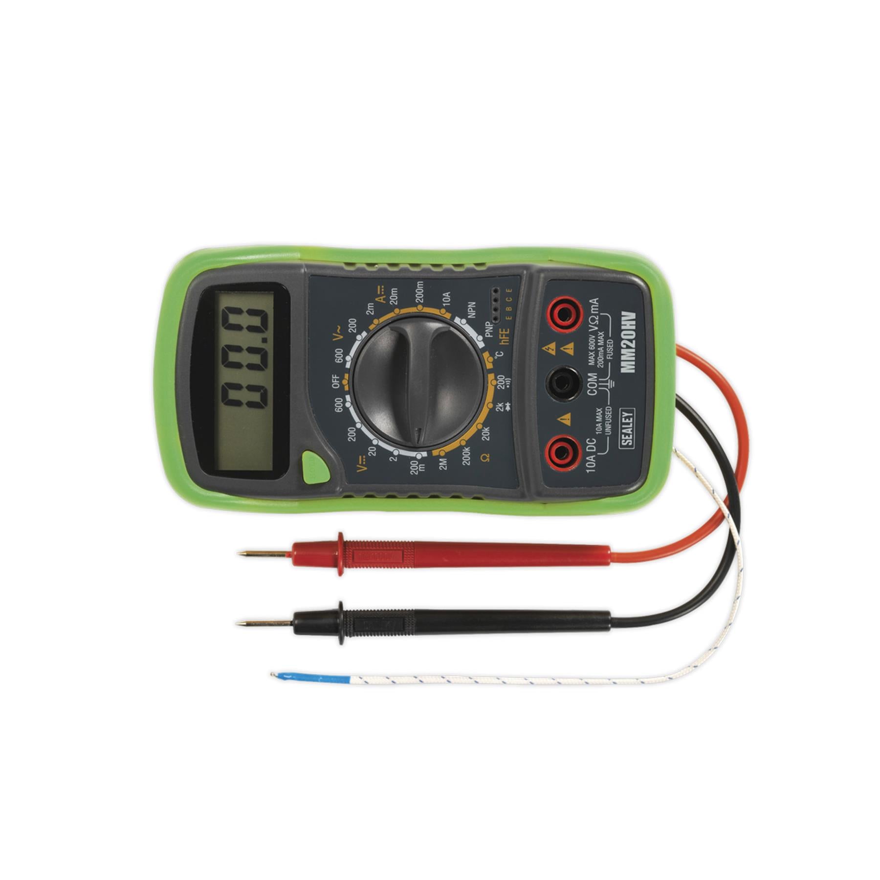 Sealey Digital Multimeter 8-Function with Thermocouple Hi-Vis