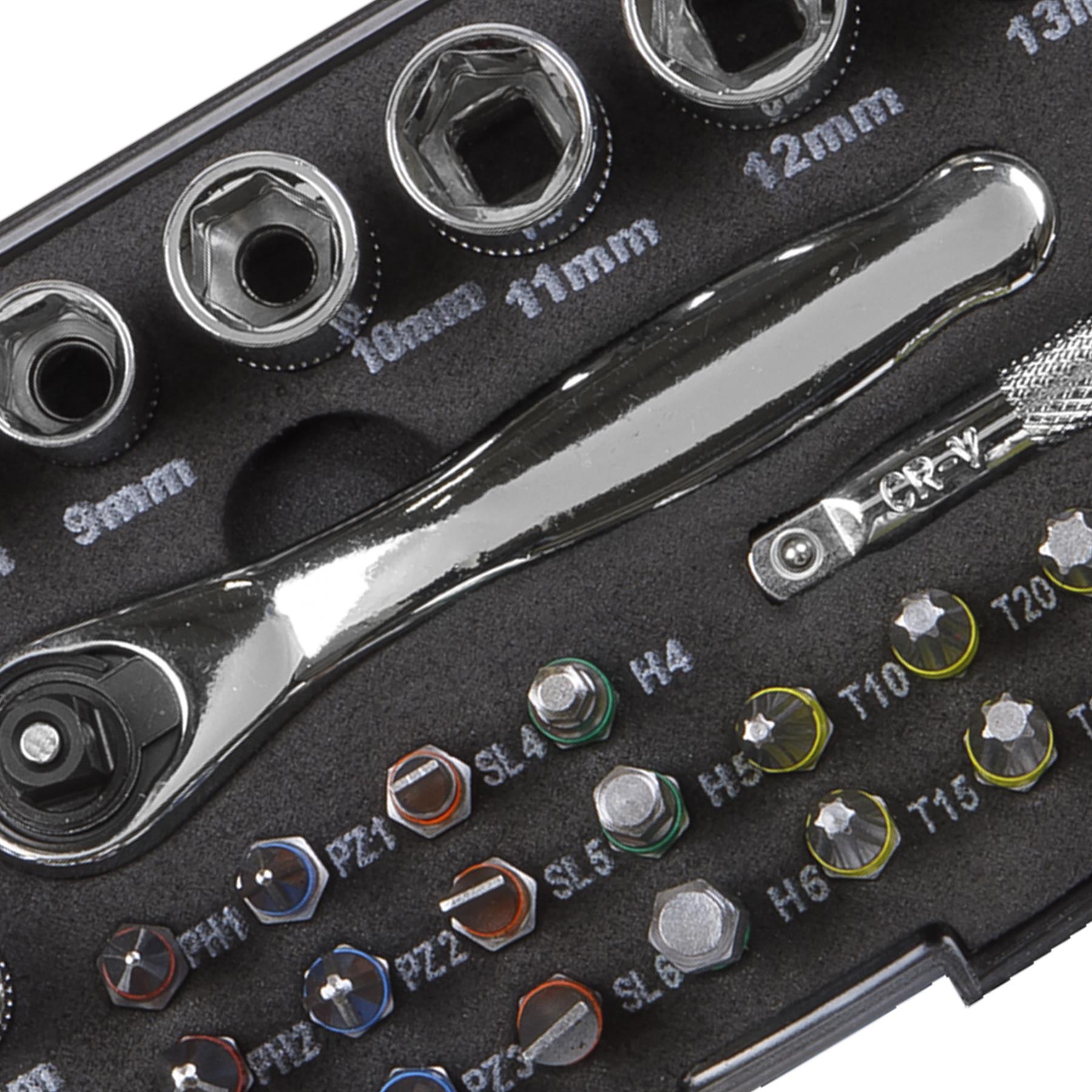 Sealey Socket & Bit Set 31pc 1/4"Sq Drive