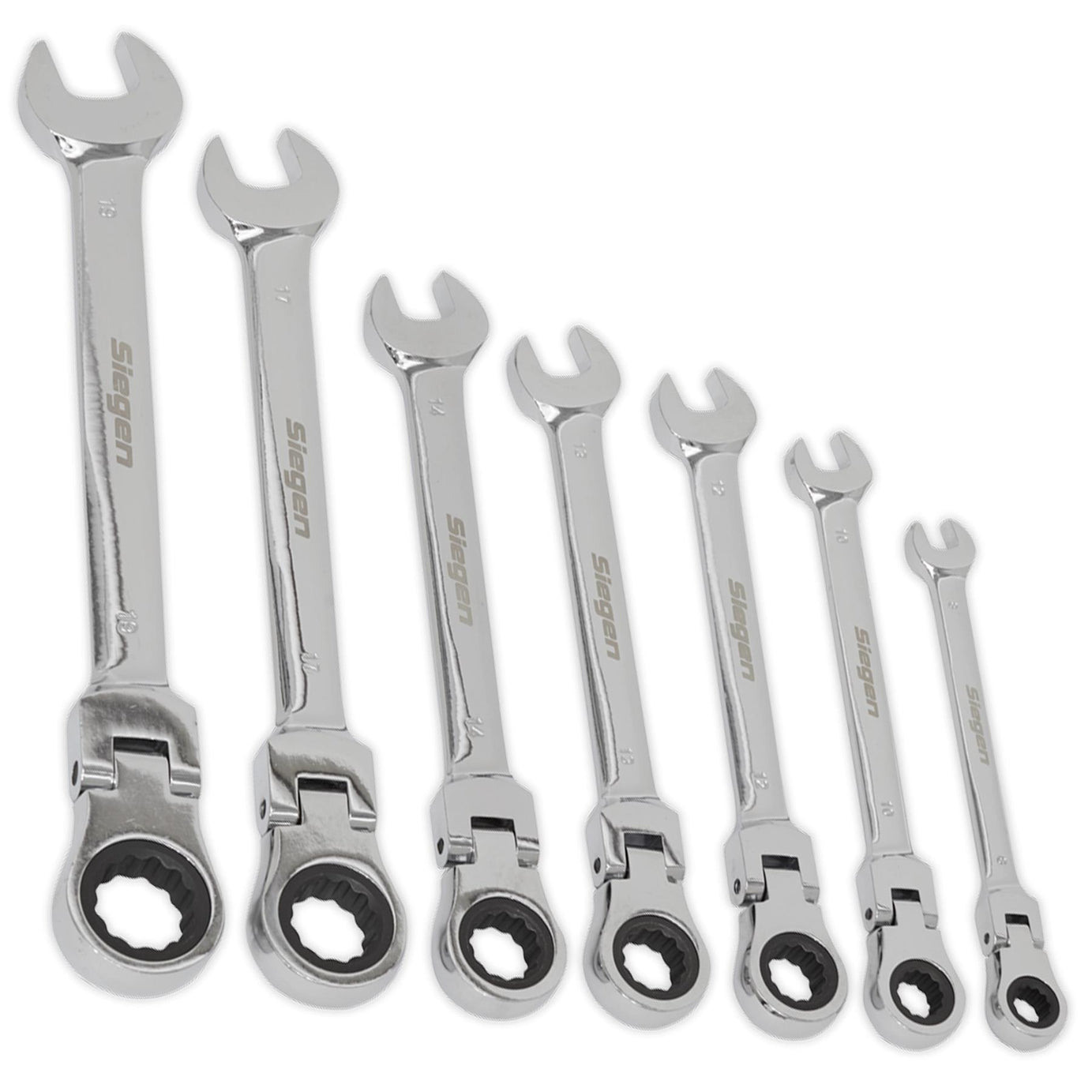 Sealey Flexible Head Ratchet Combination Spanner Set 7pc Metric