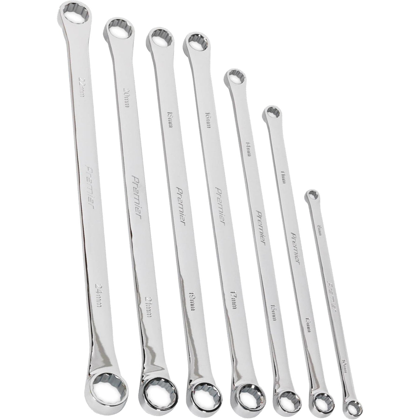 double End Ring Spanner Set 7pc Extra-Long Metric. Sealey