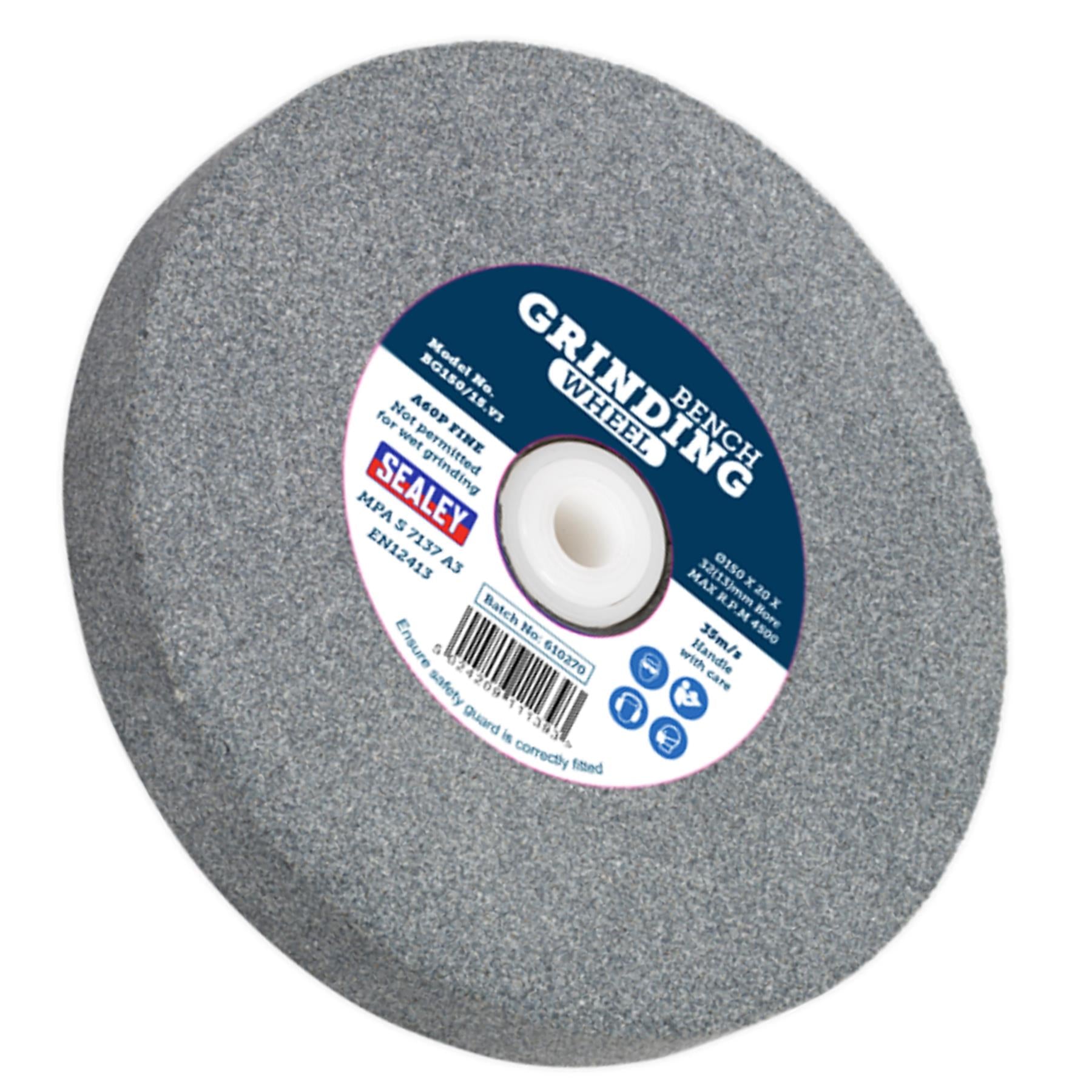 Sealey 150 x 20mm Grinding Stone 32(13)mm Bore A60P Fine