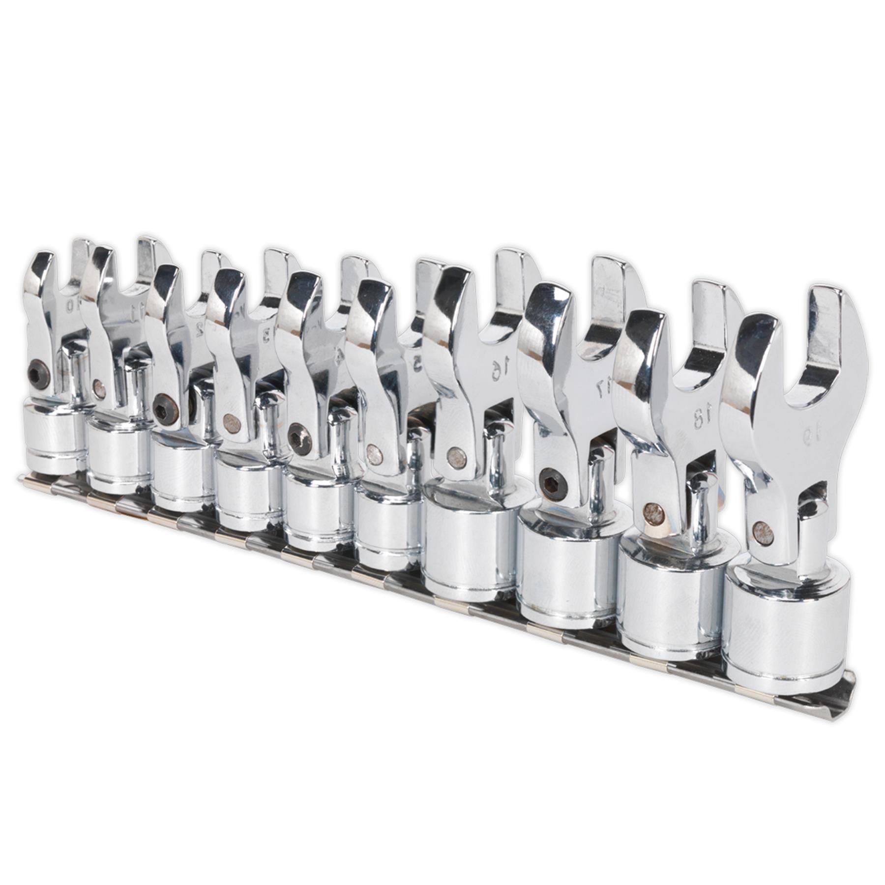 Sealey Flexible Crow's Foot Open-End Spanner Set 10pc 3/8"Sq Dr MM