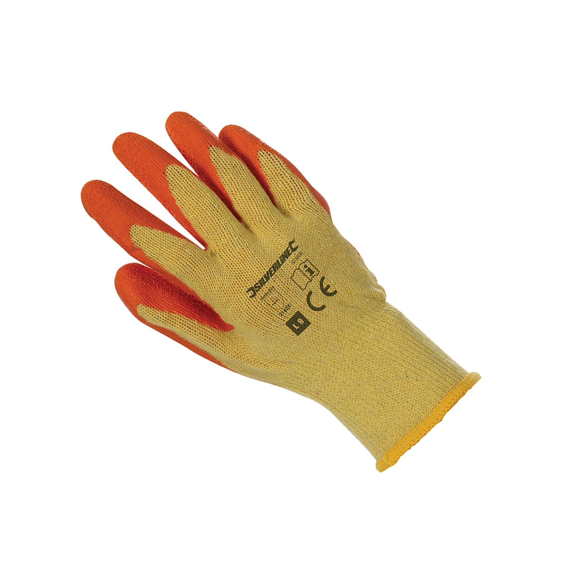 Silverline Latex Builders Gloves 12 Pairs L 9 Work And General Handling