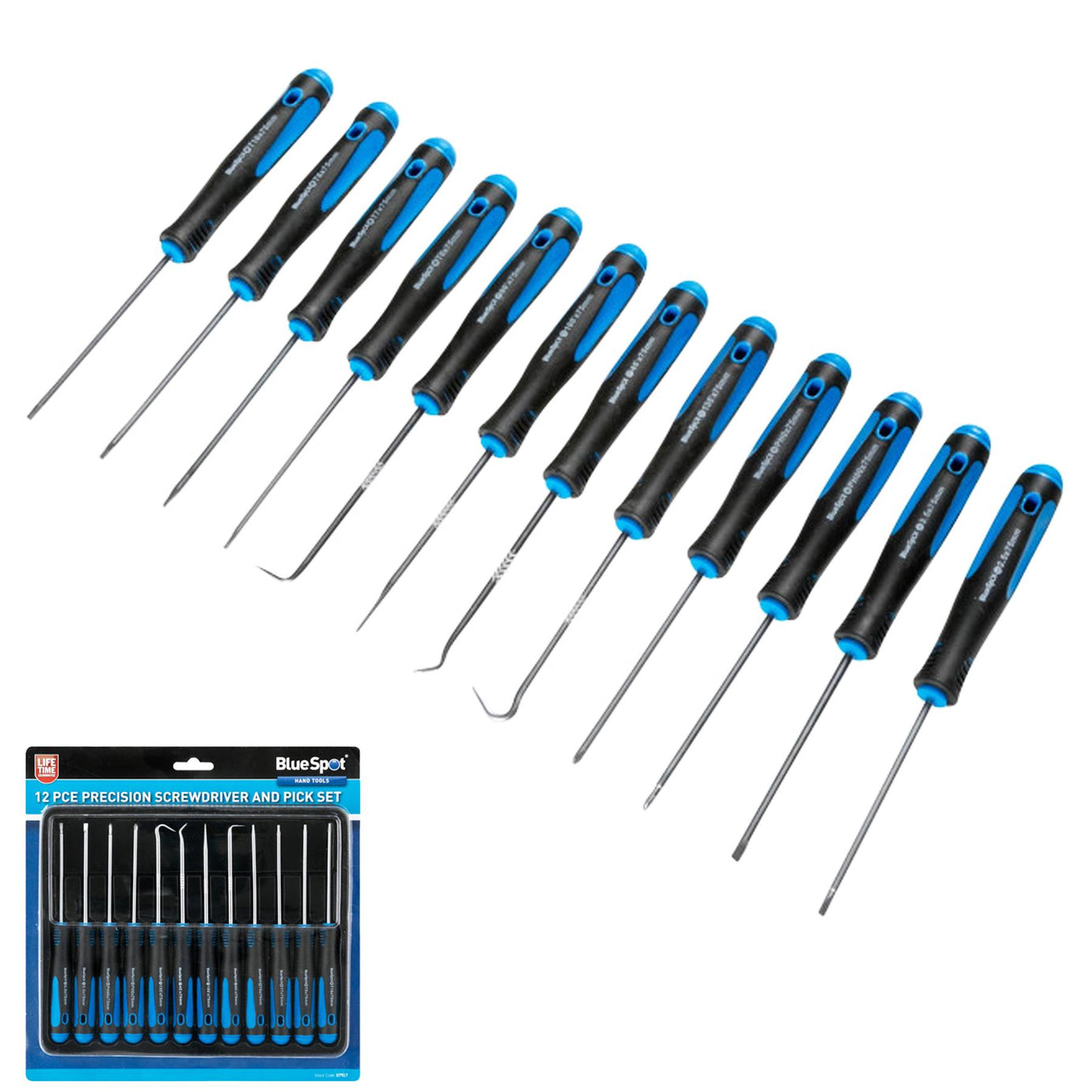 BlueSpot 12pc Precision Screwdriver and Hook Set-Torx Pro