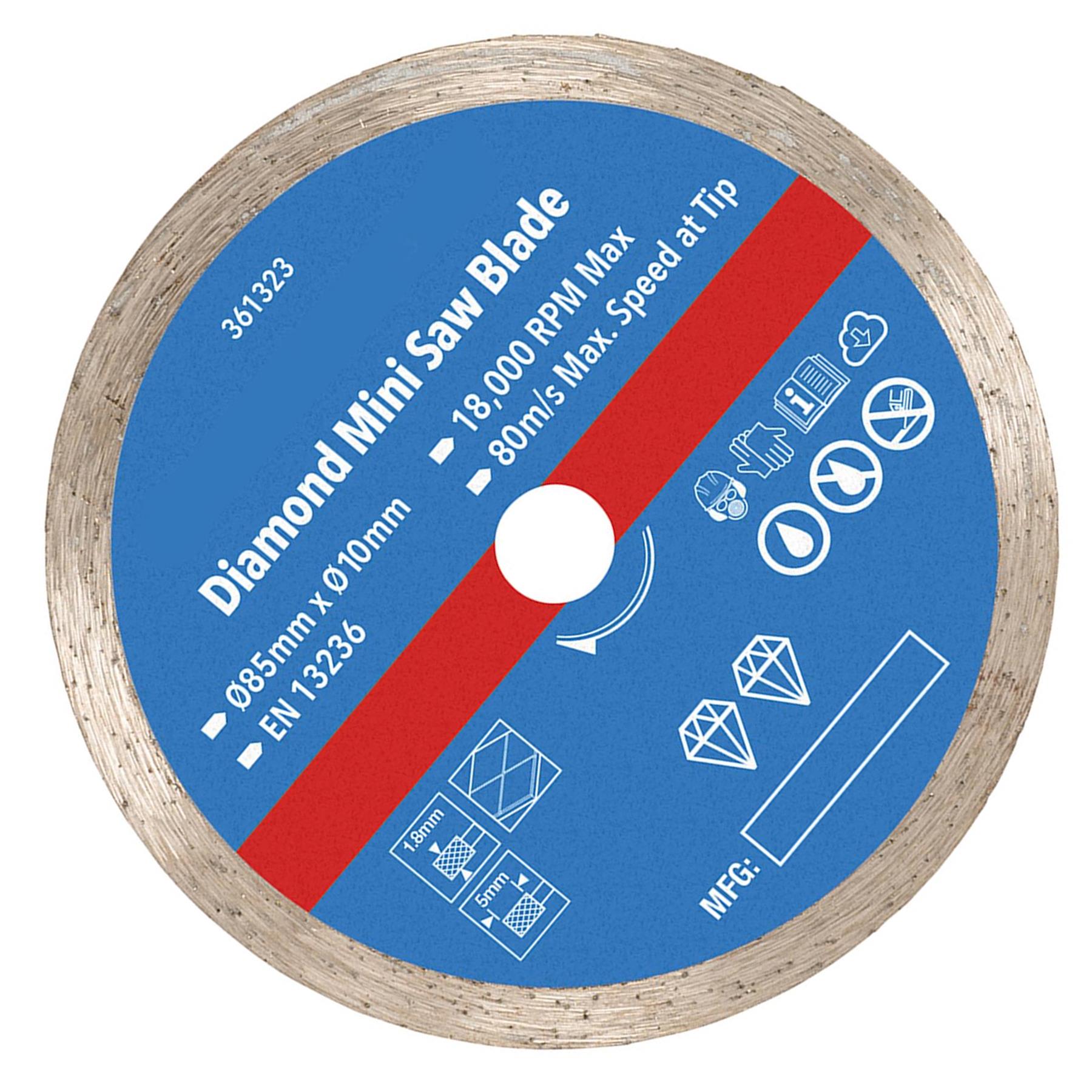 Diamond Mini Saw Blade 85mm Dia - 10mm Bore For Cutting Wall And Floor Tiles