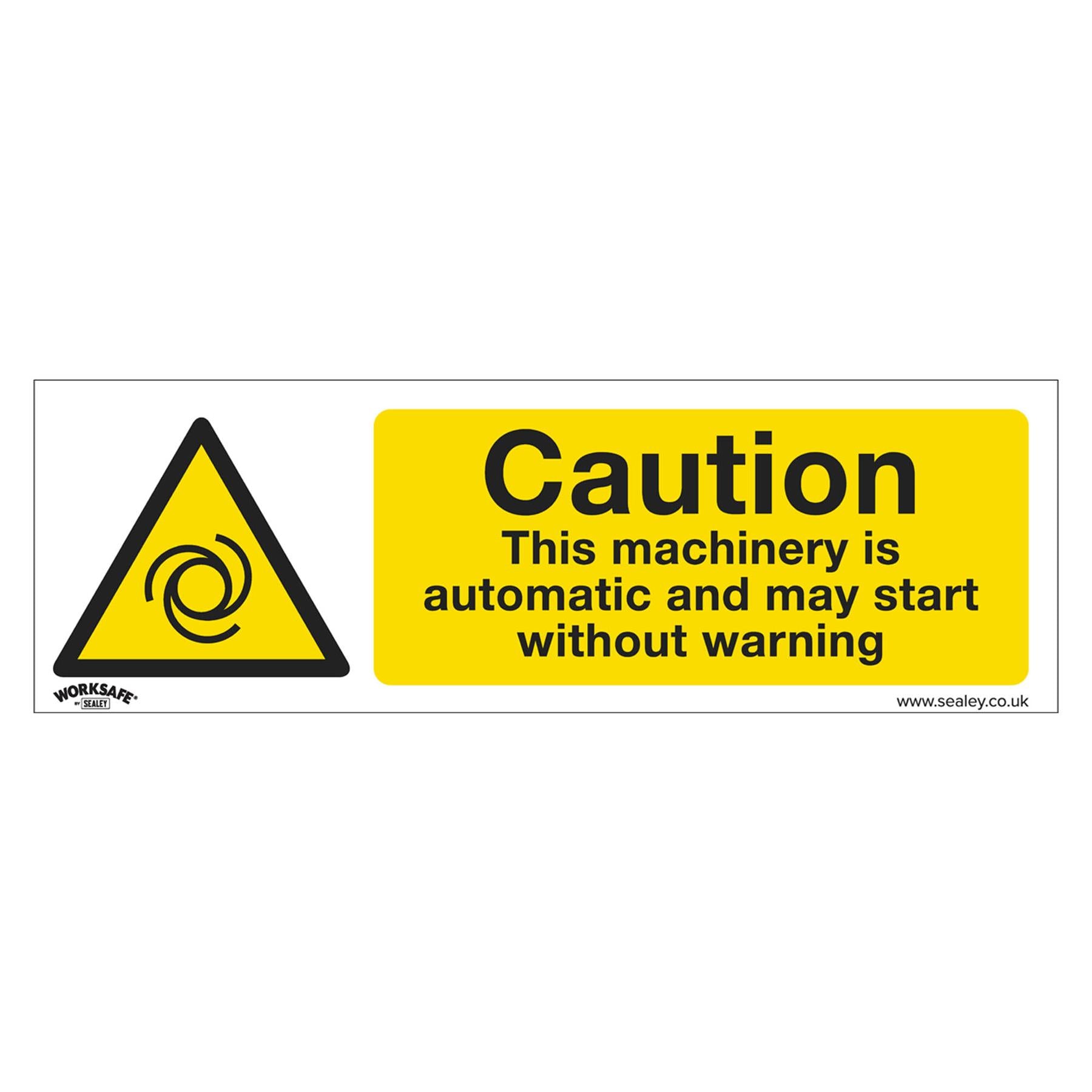 Warning Safety Sign - Caution Automatic Machinery - Self-Adhesive Vinyl
