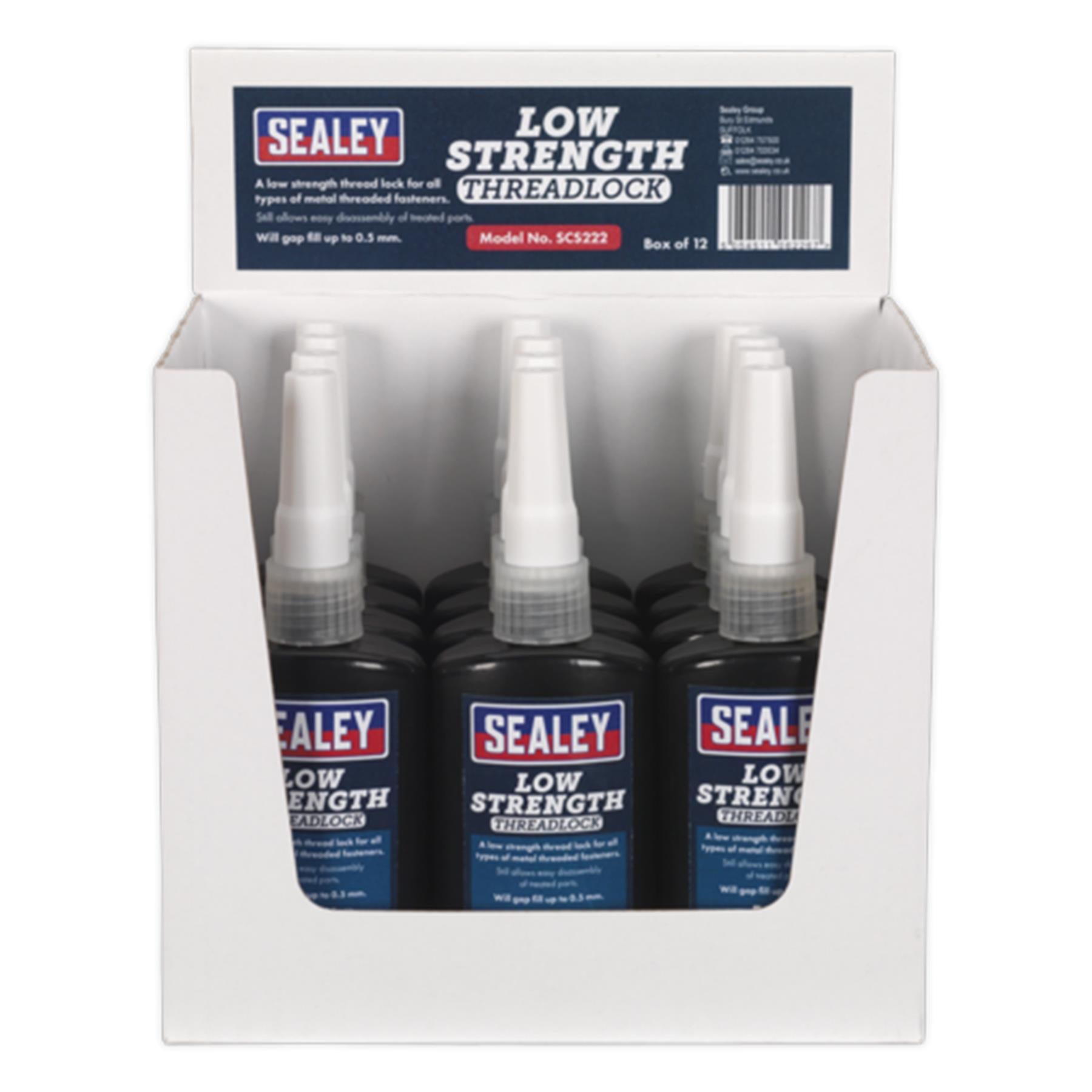 Sealey Thread Lock Low Strength 50ml Pack of 12